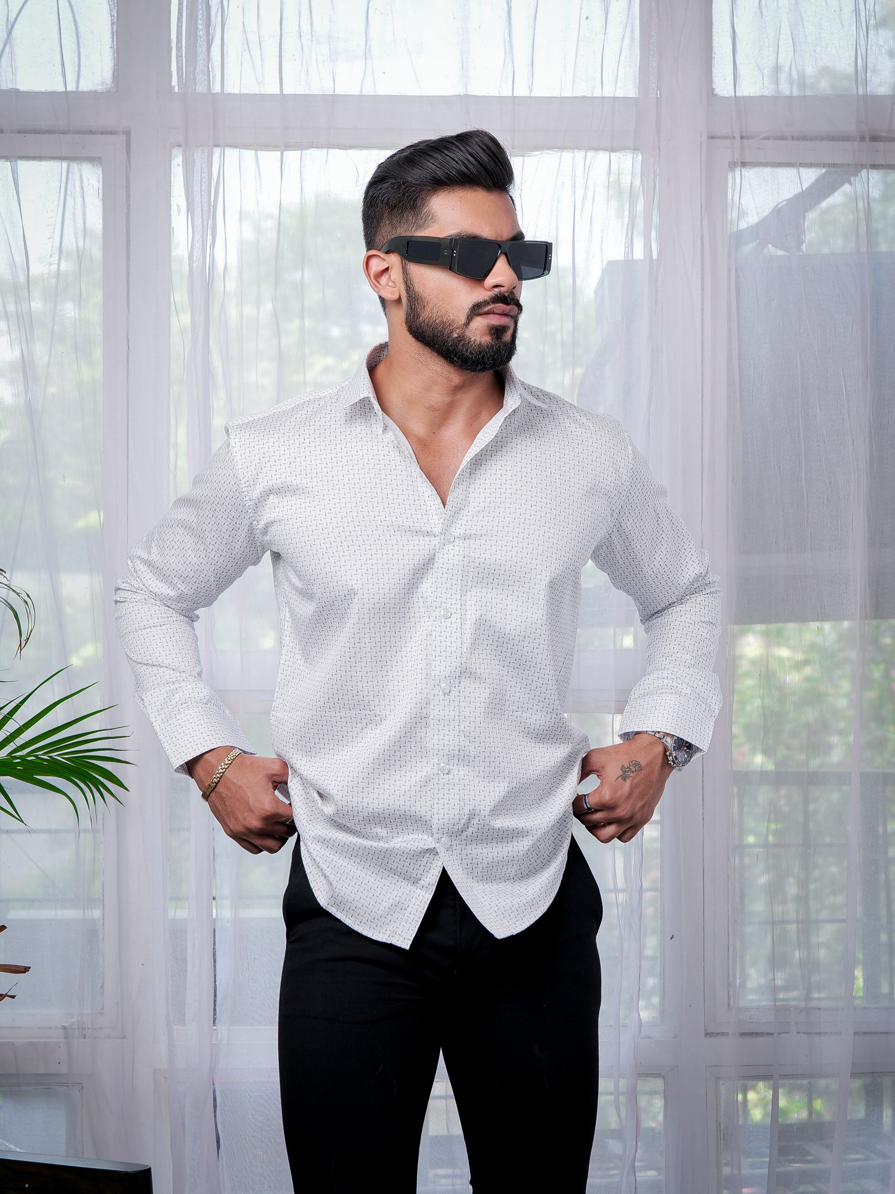 Satin store white shirt