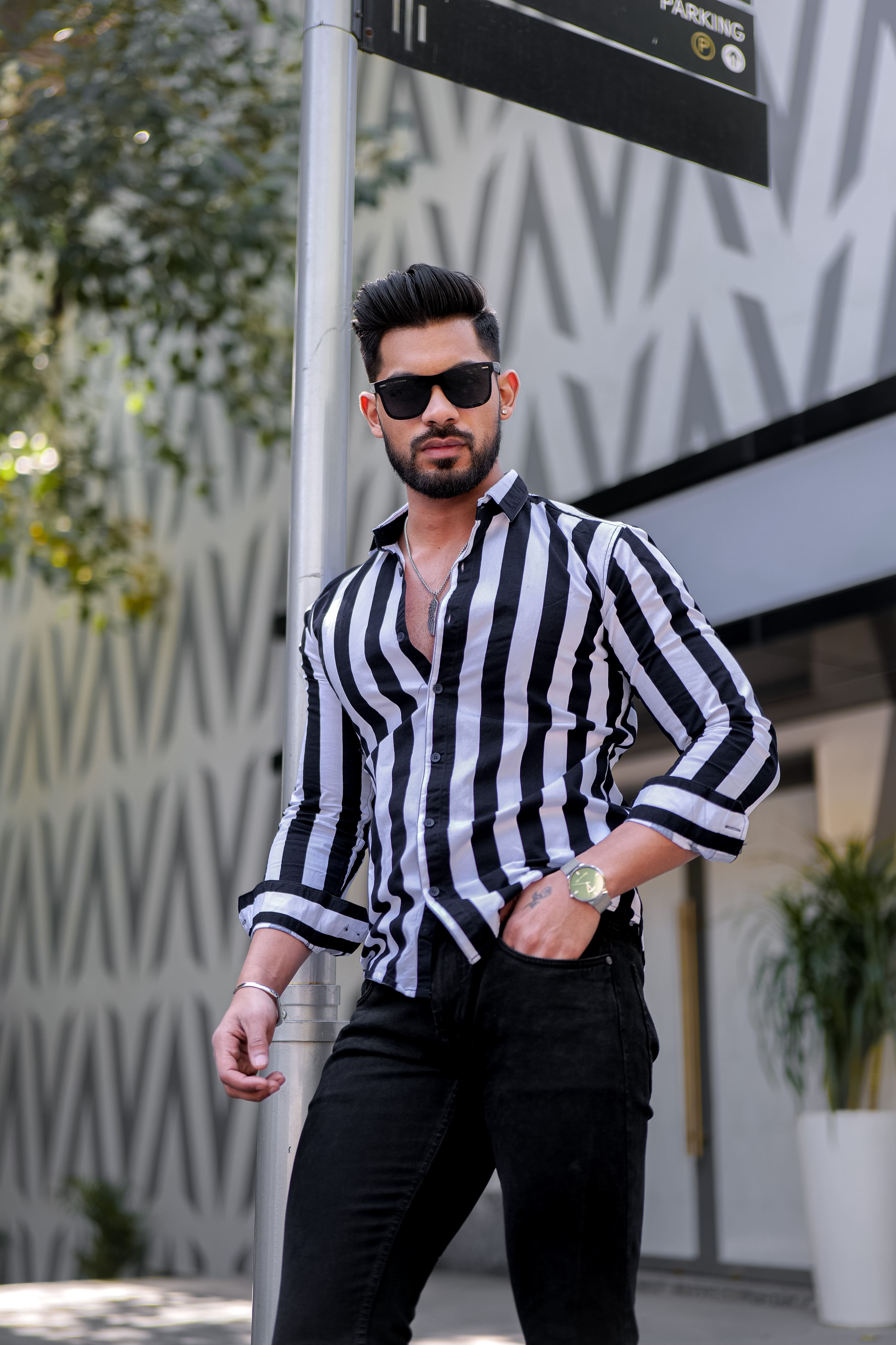 Striped shirt hotsell outfit mens