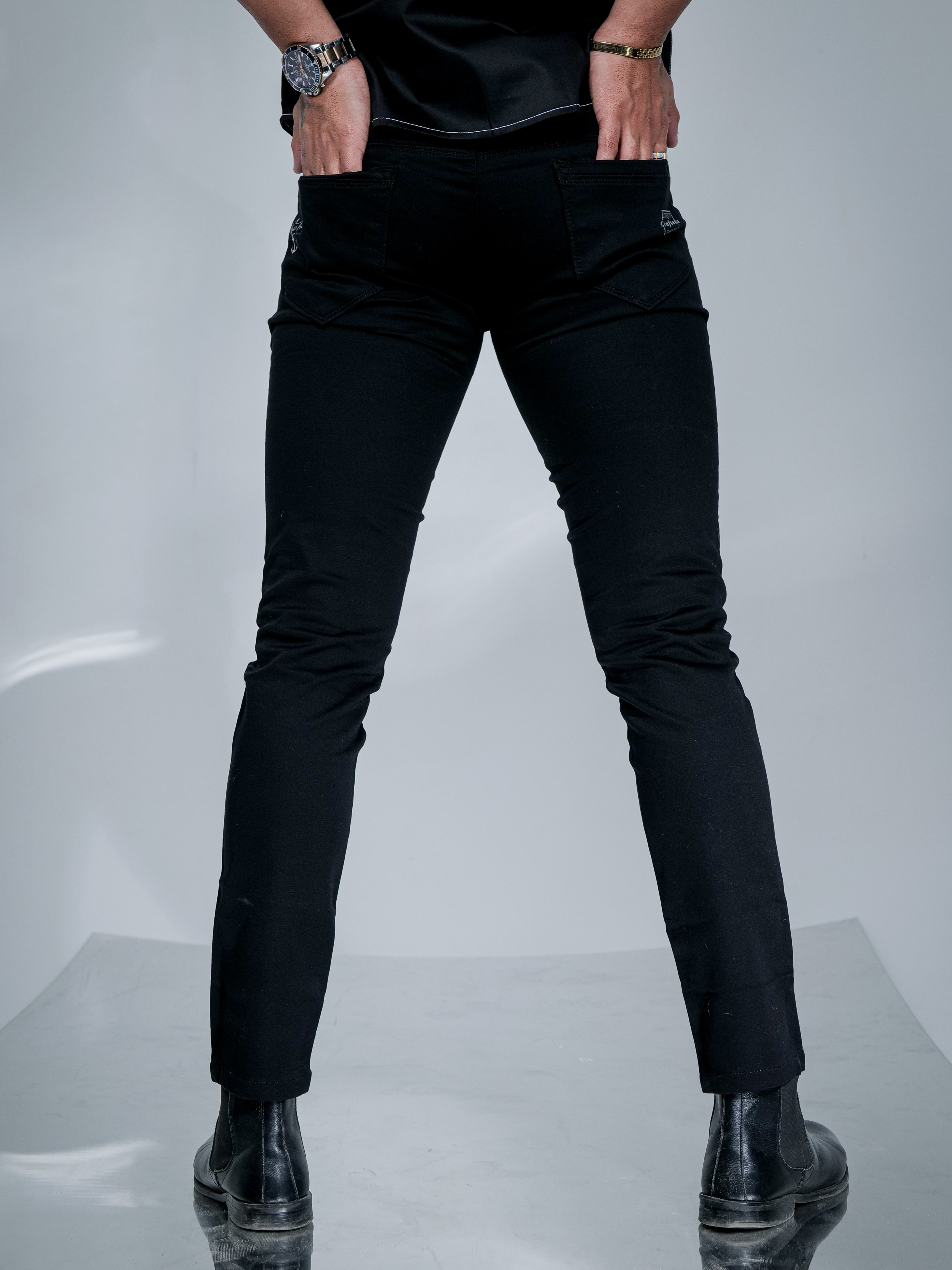 Black Stretch Cotton Chinos