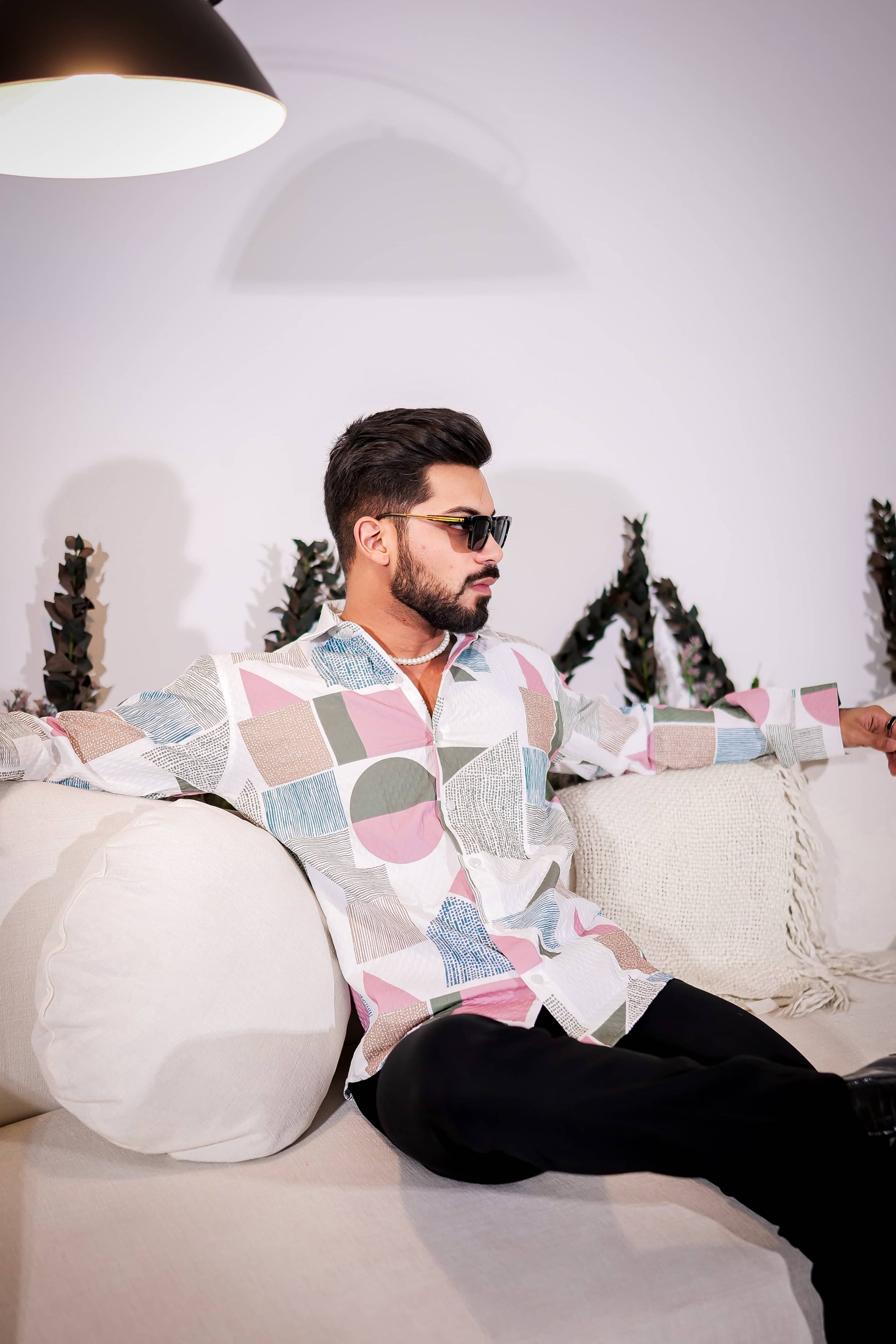 White Multicolor Imported Premium Shirt for Men's