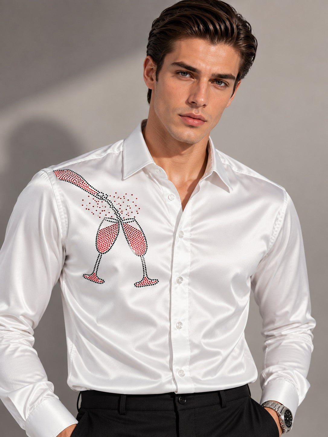 Men's White Formal and Party Wear Designer Shirt