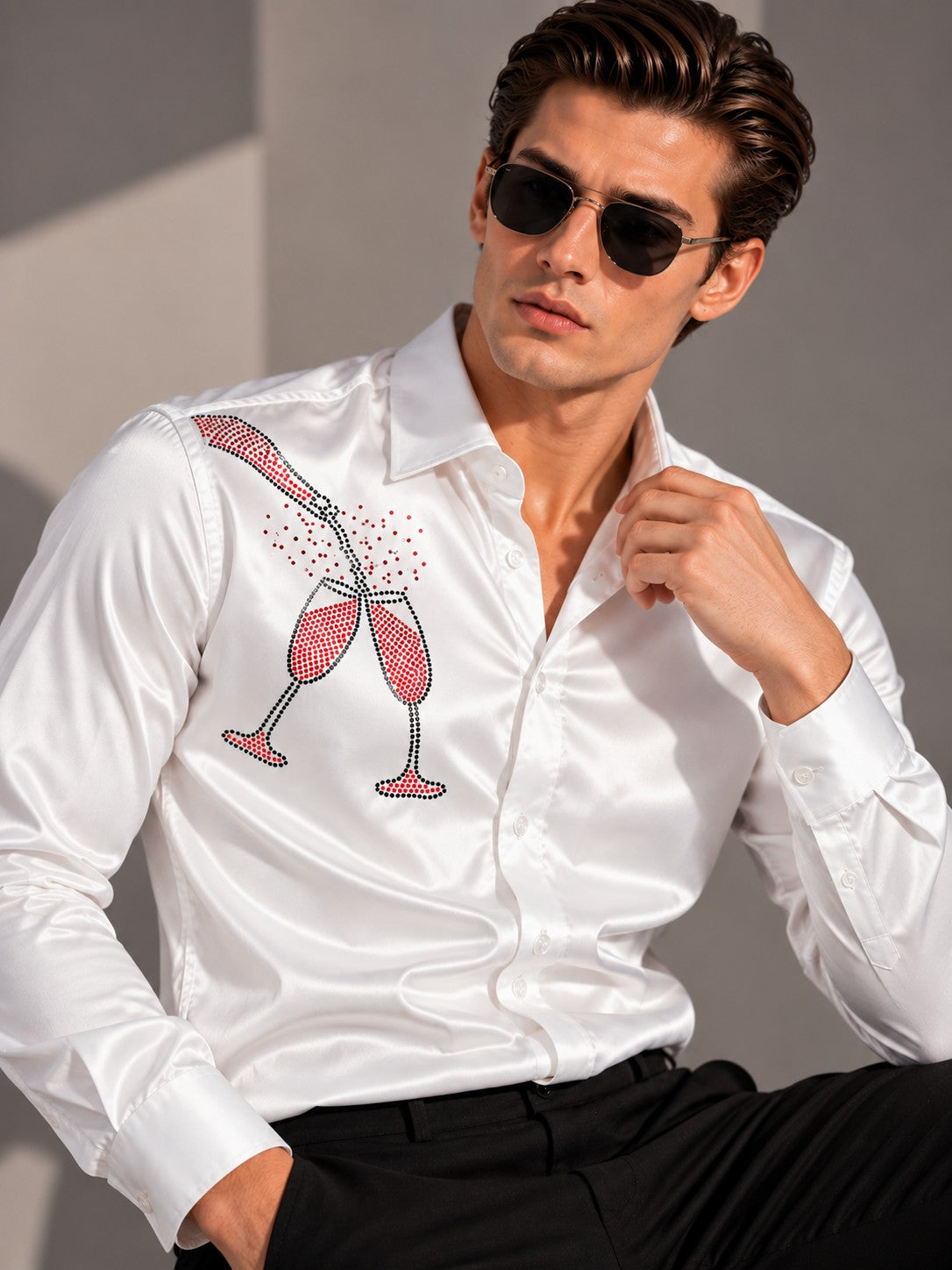 Men's White Formal and Party Wear Designer Shirt