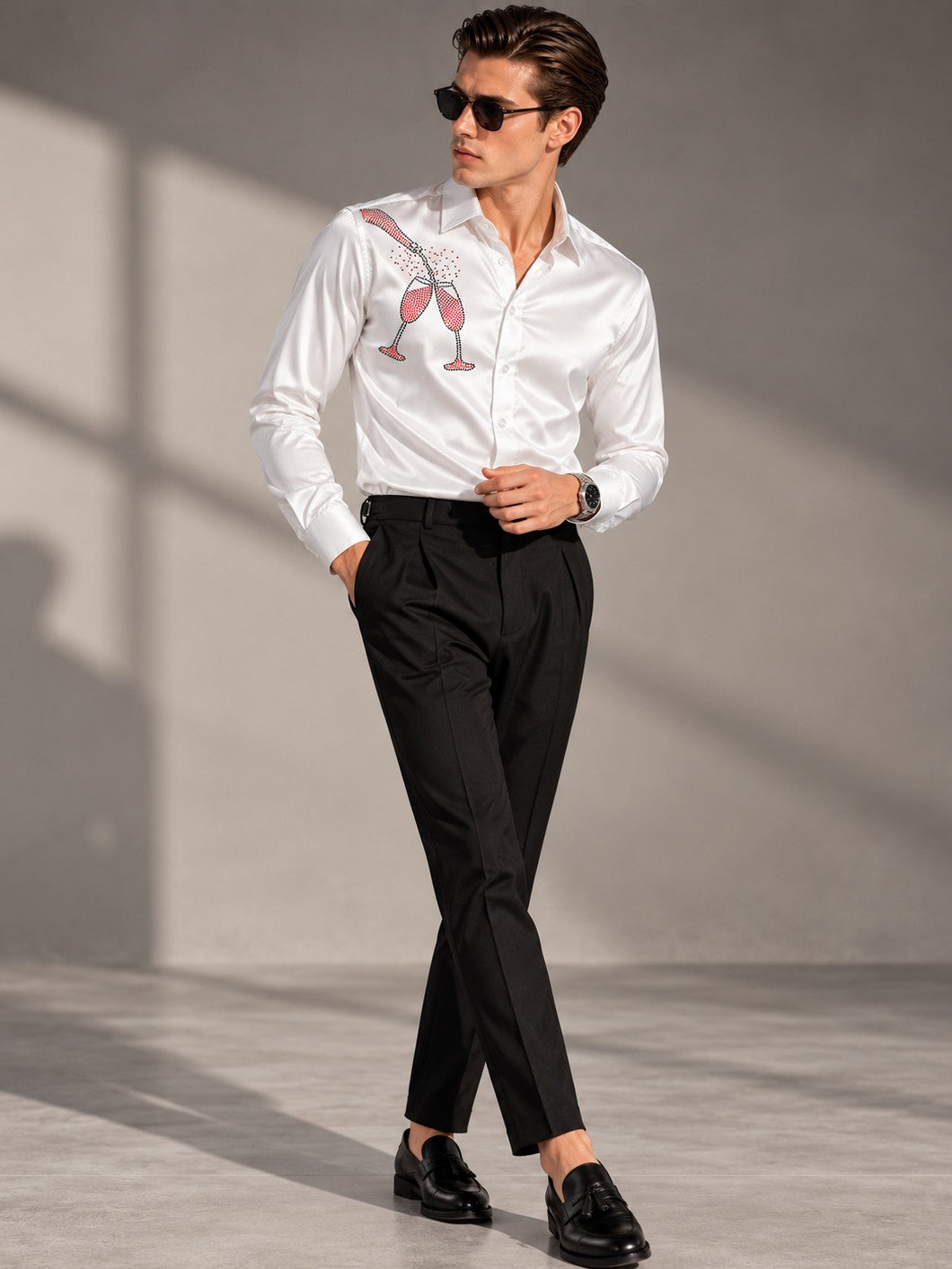 Men's White Formal and Party Wear Designer Shirt