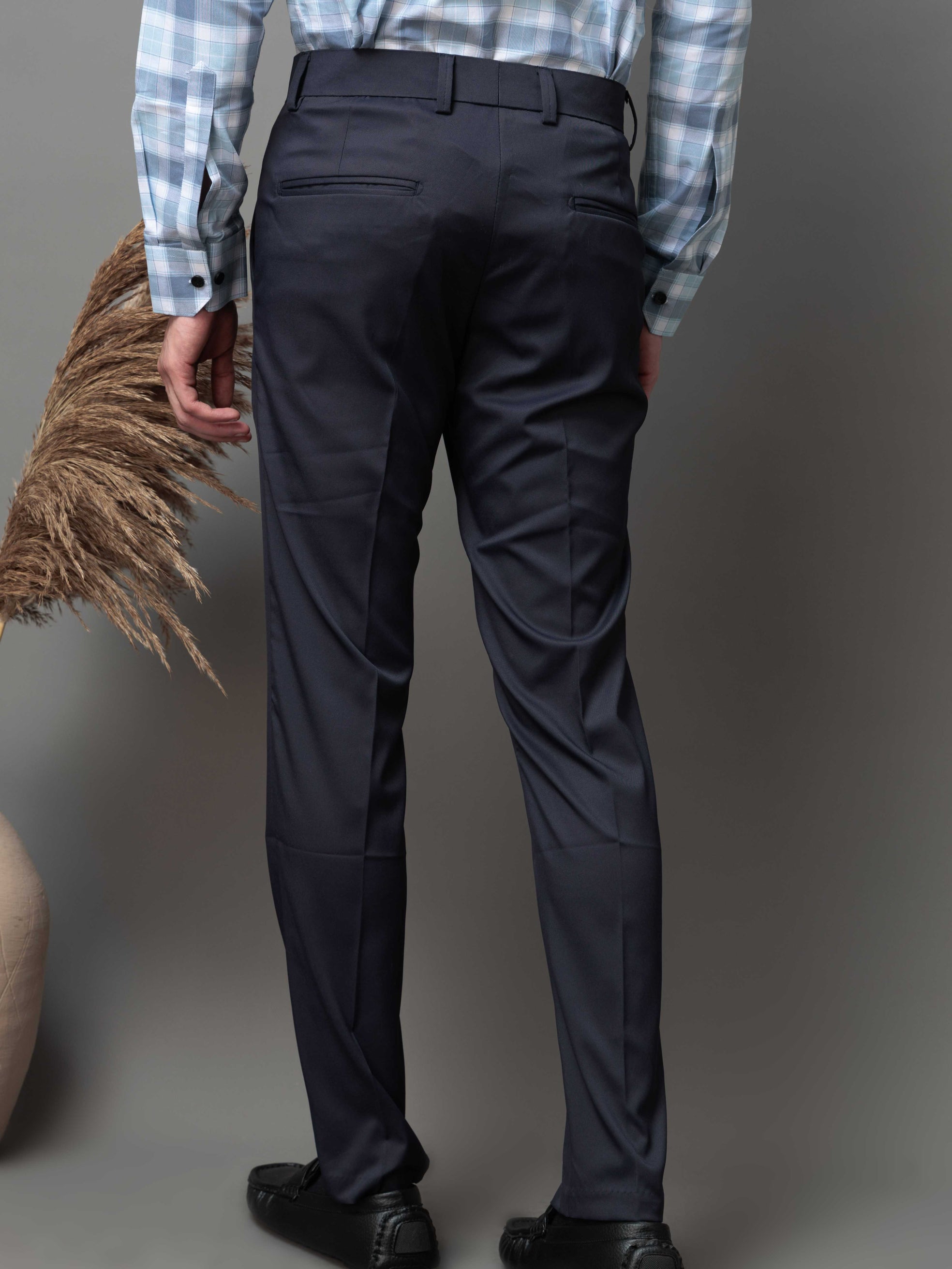 Foomer Formal Navy Pant For Men's