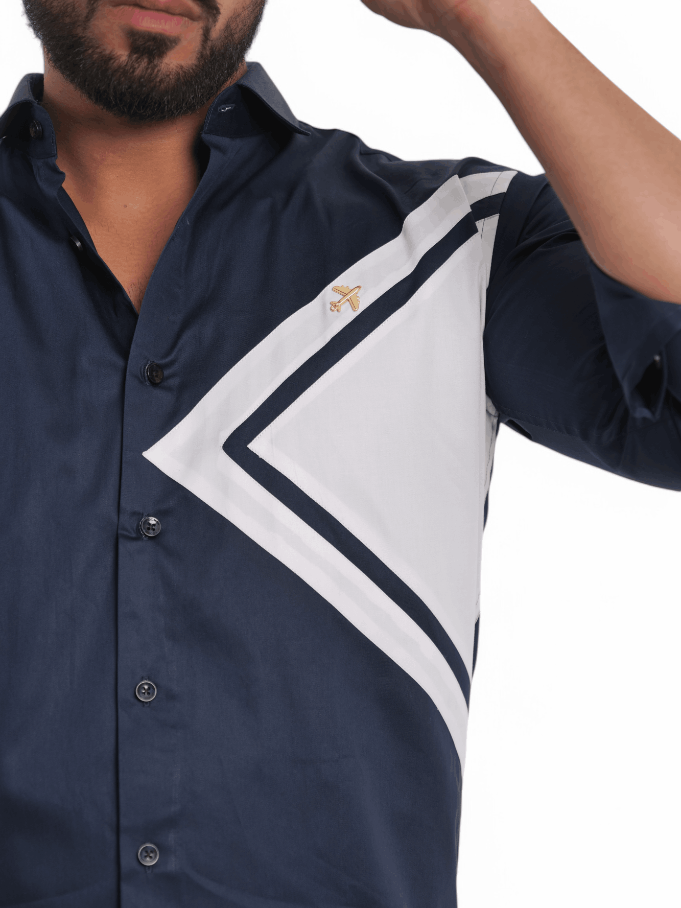 FOOMER NAVY CUT N SEW DESIGNER SHIRT FOR MEN&#39;S