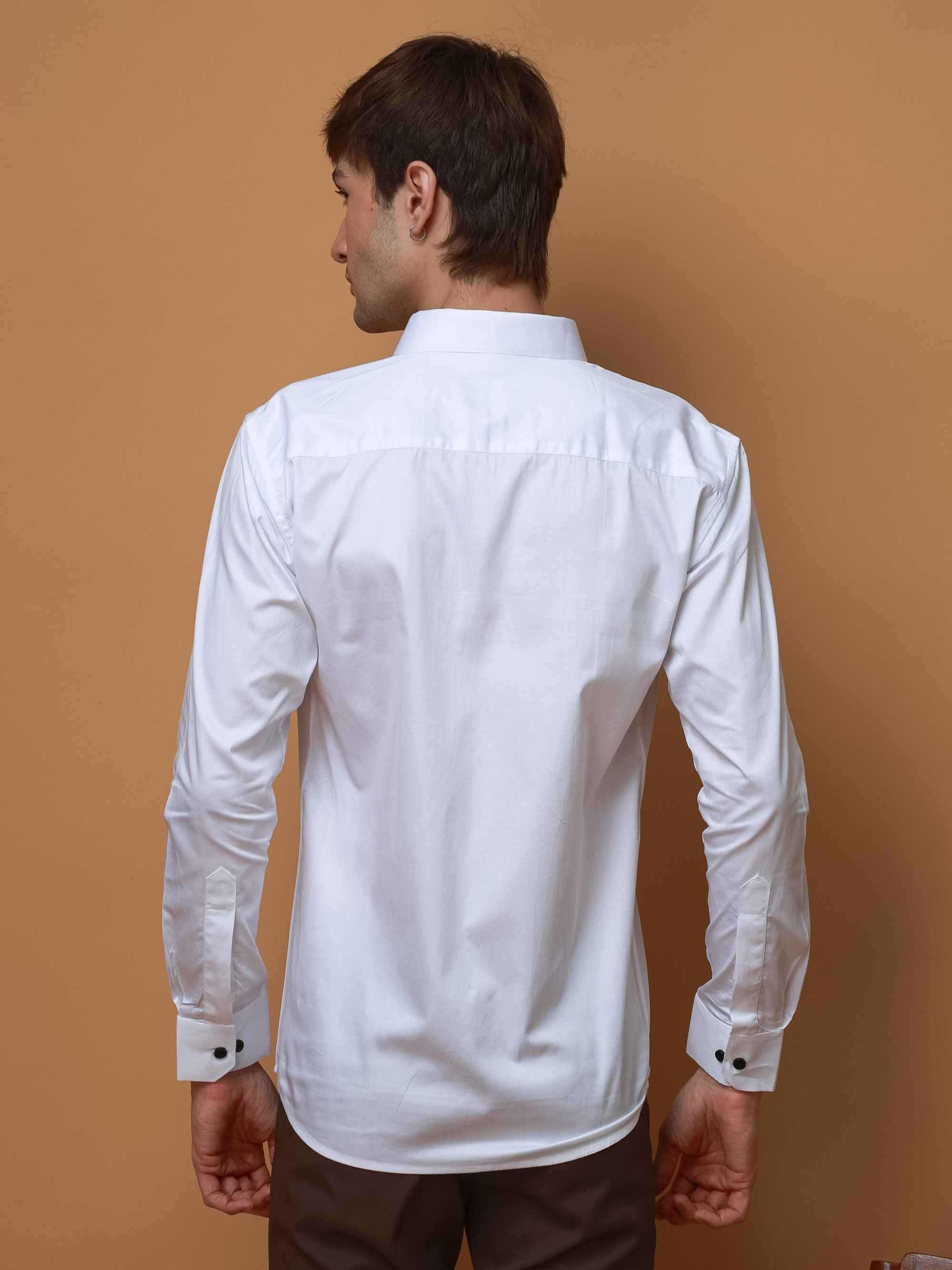 WHITE TIRANGA EMBROIDERED DESIGNER SATIN COTTON SHIRT FOR MEN&#39;S