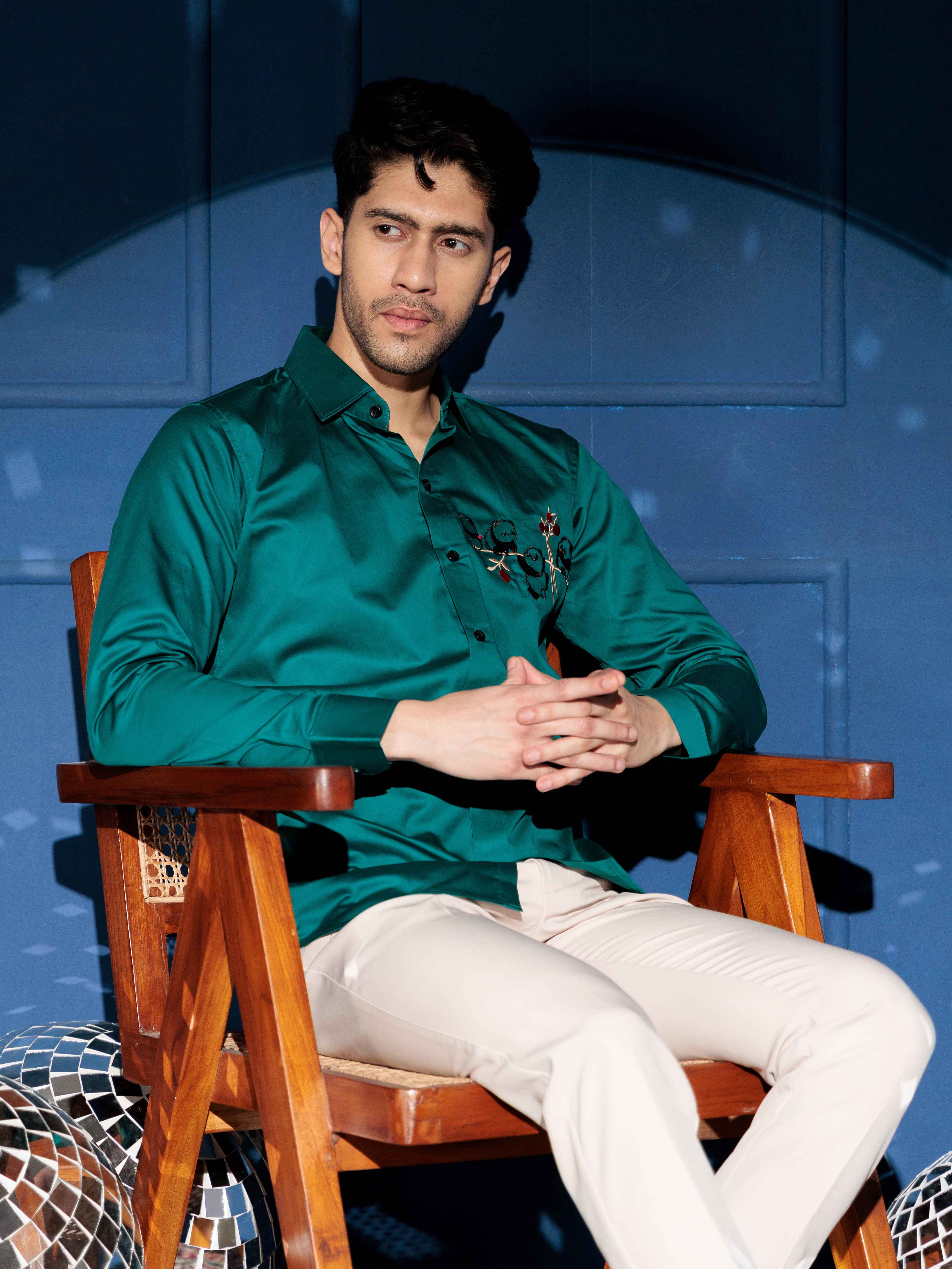 FOOMER RAMA EMBROIDERED LUXURY COTTON SHIRT FOR MEN