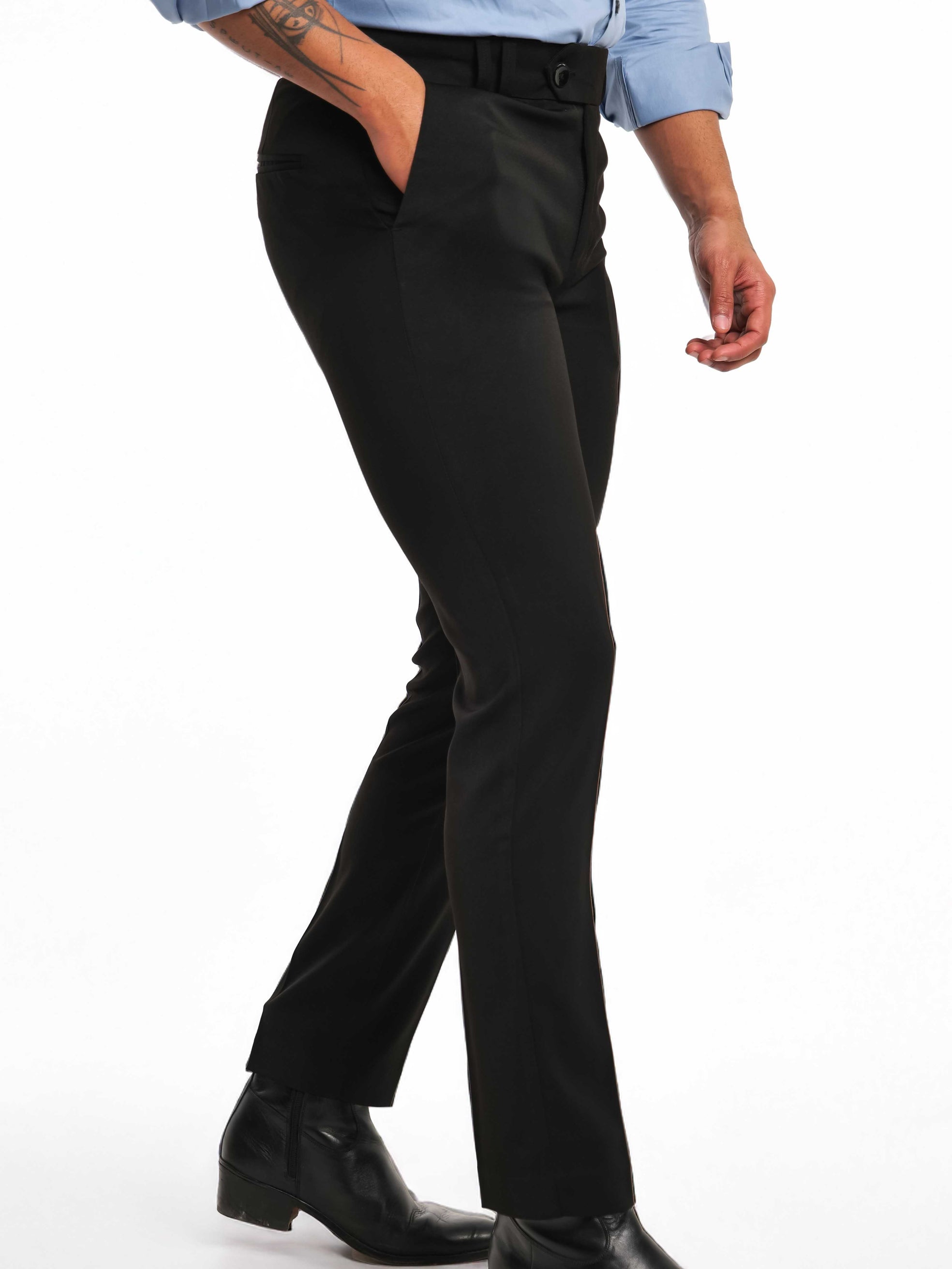 Foomer Formal Dark Black Trouser Pant For Men's