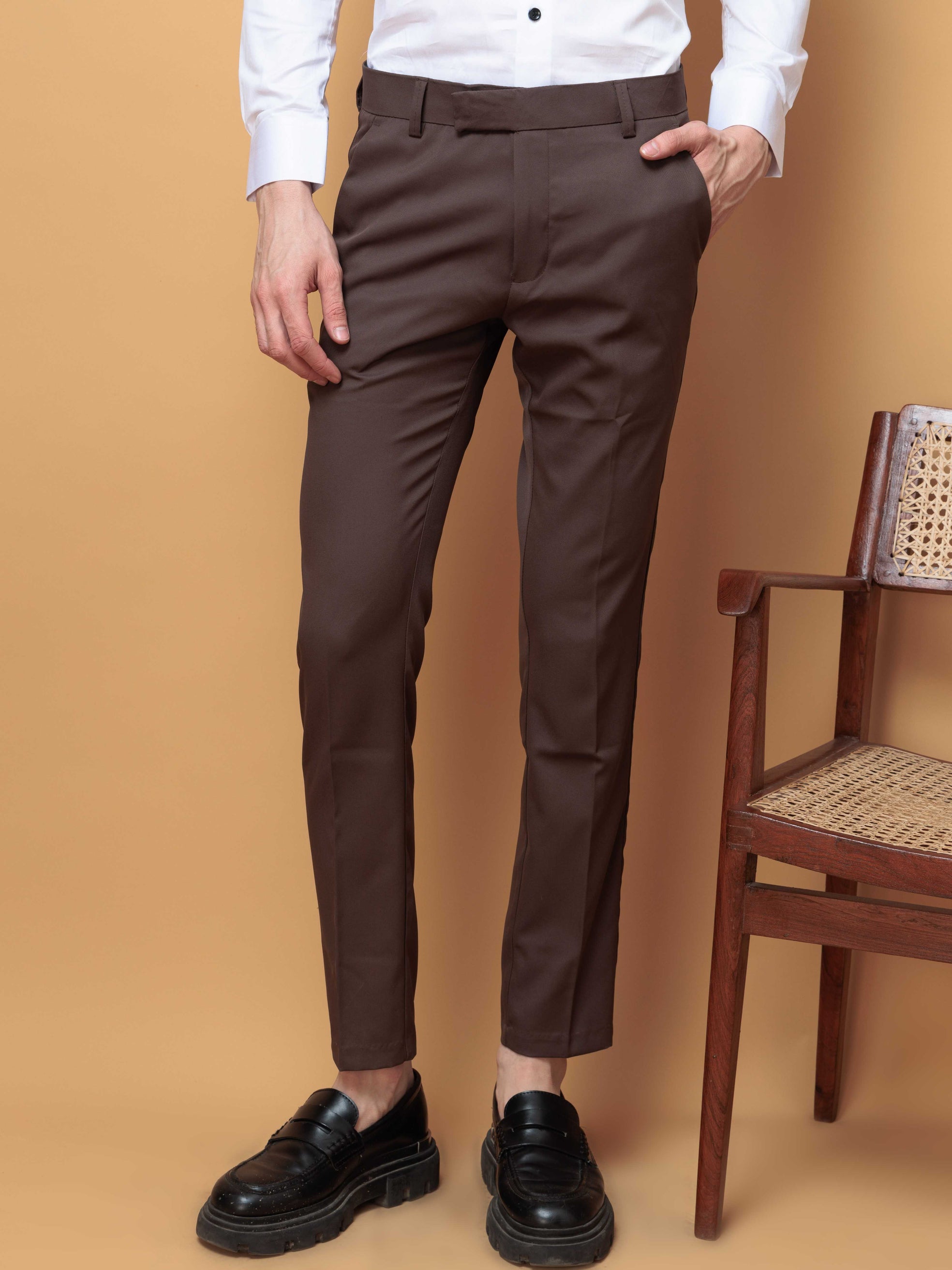 Foomer Formal Brown Pant For Men's