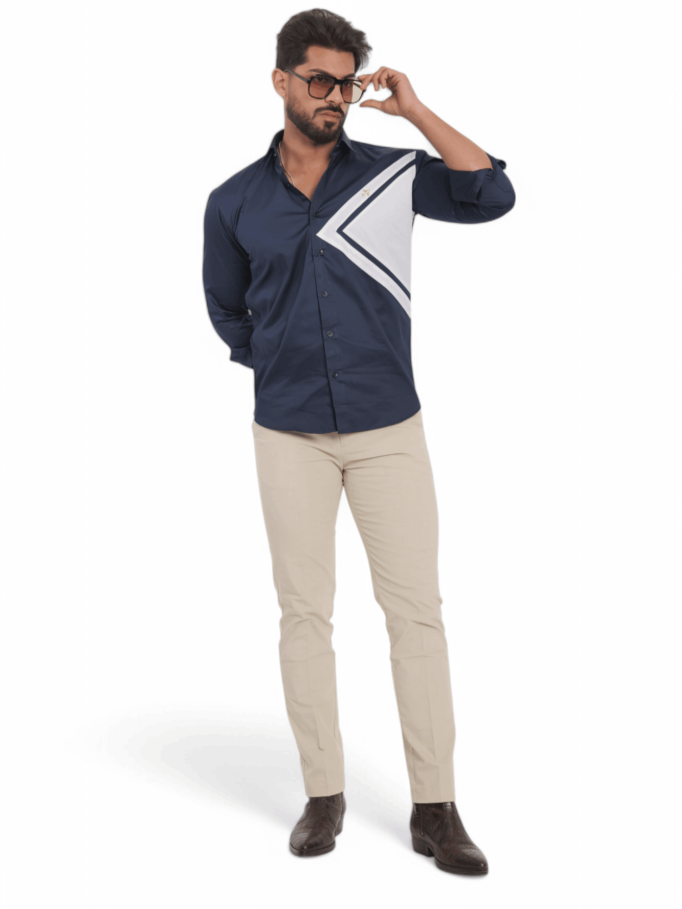 FOOMER NAVY CUT N SEW DESIGNER SHIRT FOR MEN&#39;S