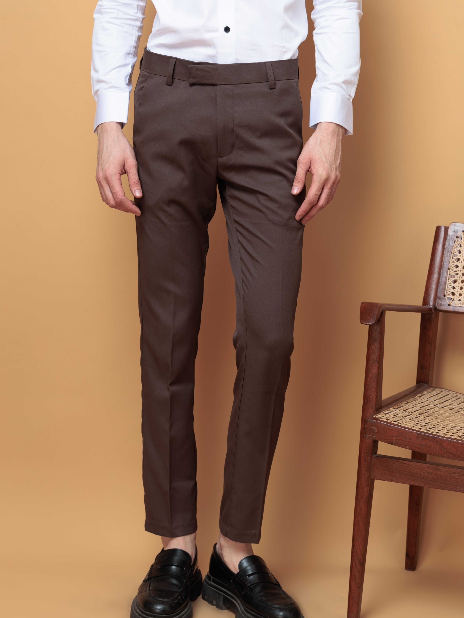Foomer Formal Brown Pant For Men's