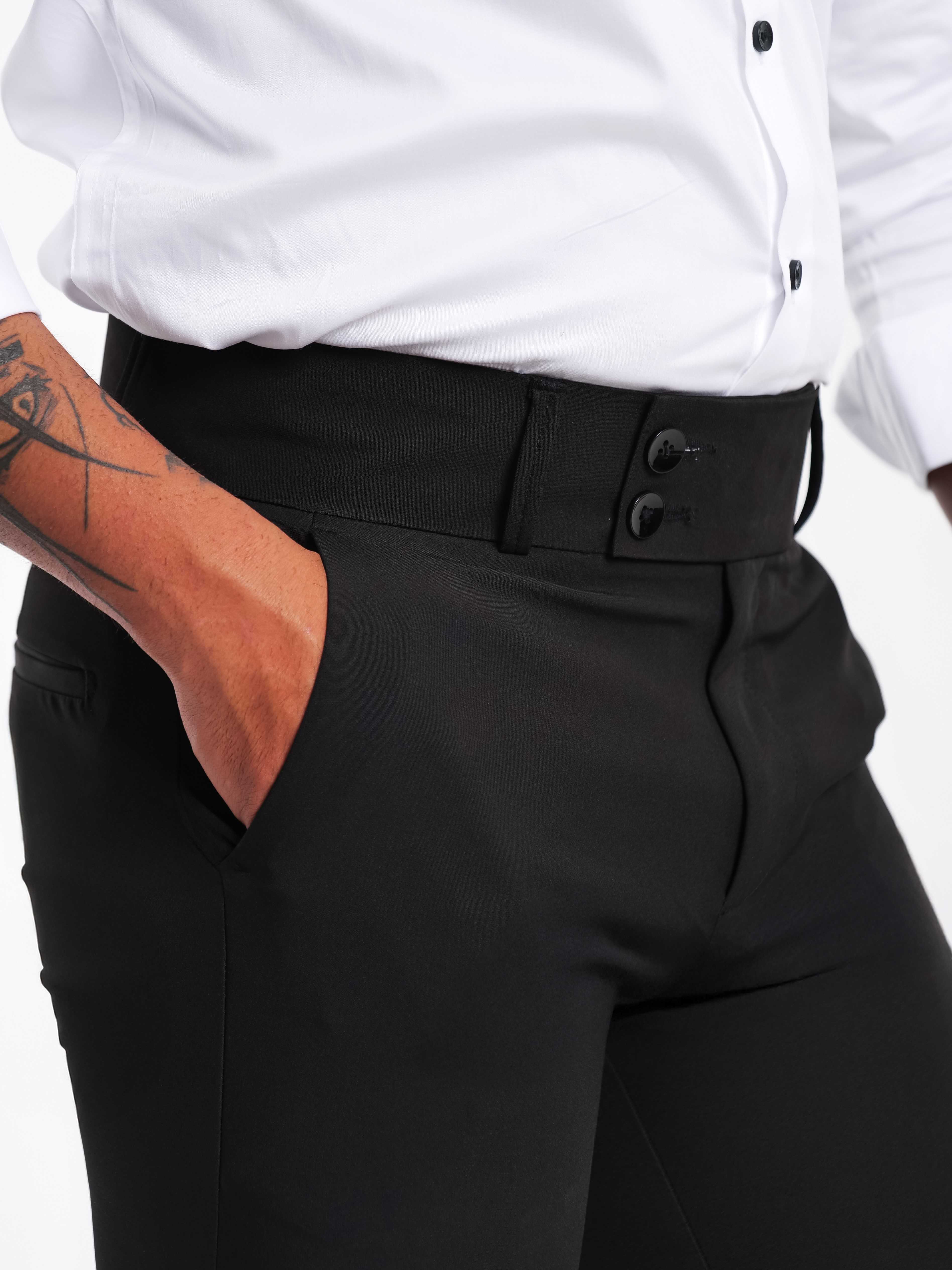 Foomer Designer Dark Black Trouser Pant For Men&#39;s