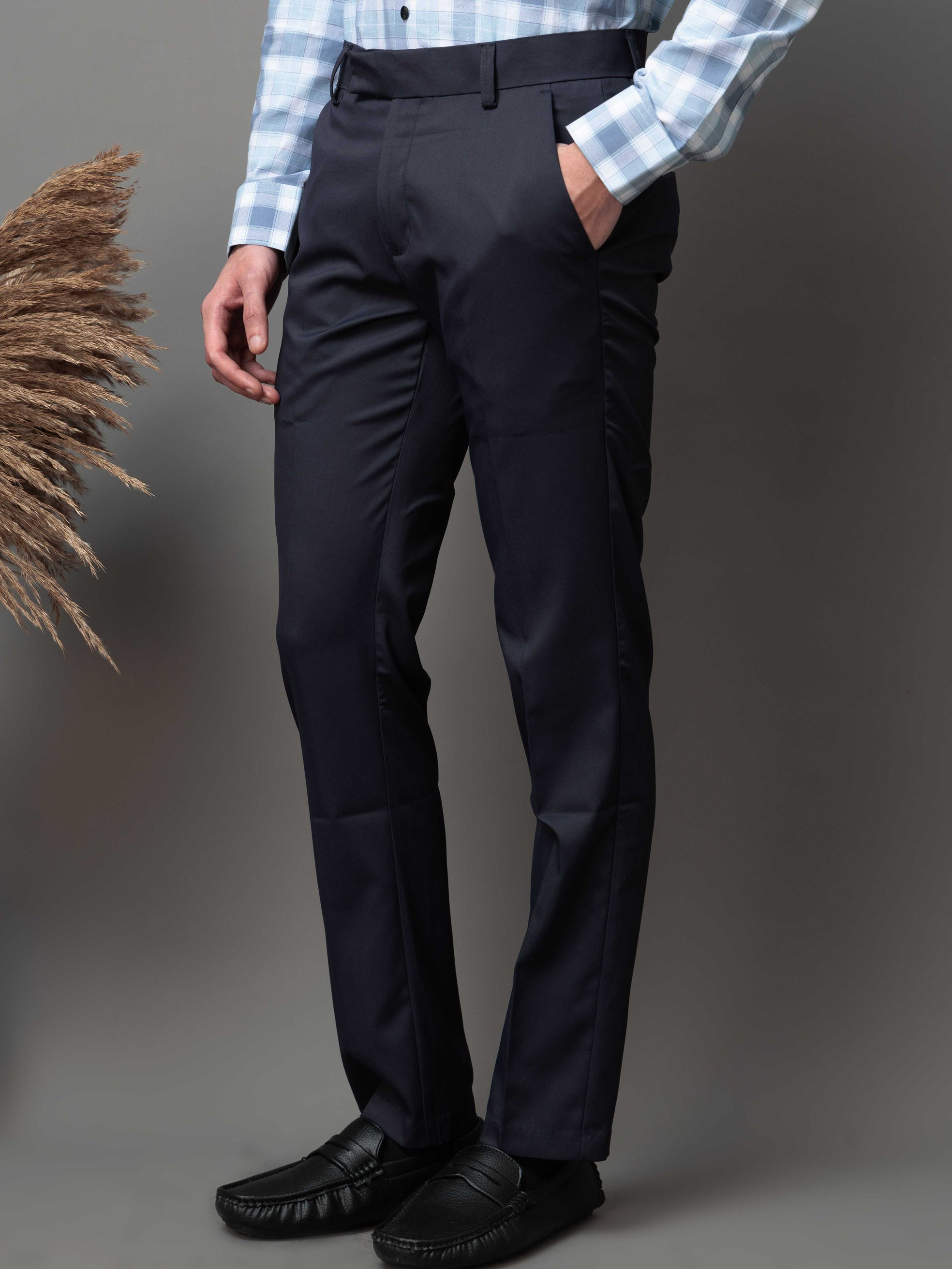 Foomer Formal Navy Pant For Men's