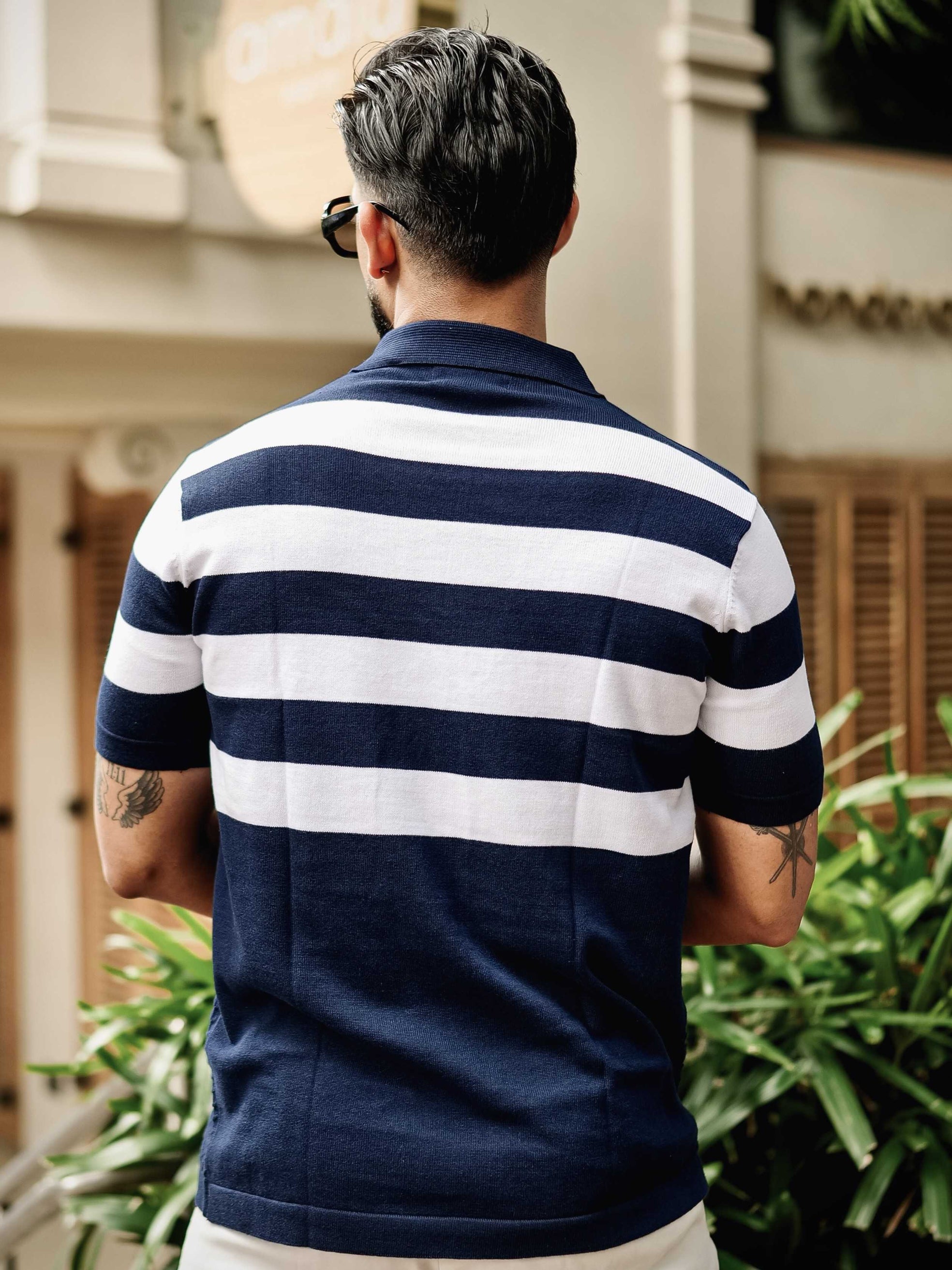 FOOMER NAVY HALF SLEEVE KNITTED TSHIRT FOR MEN'S