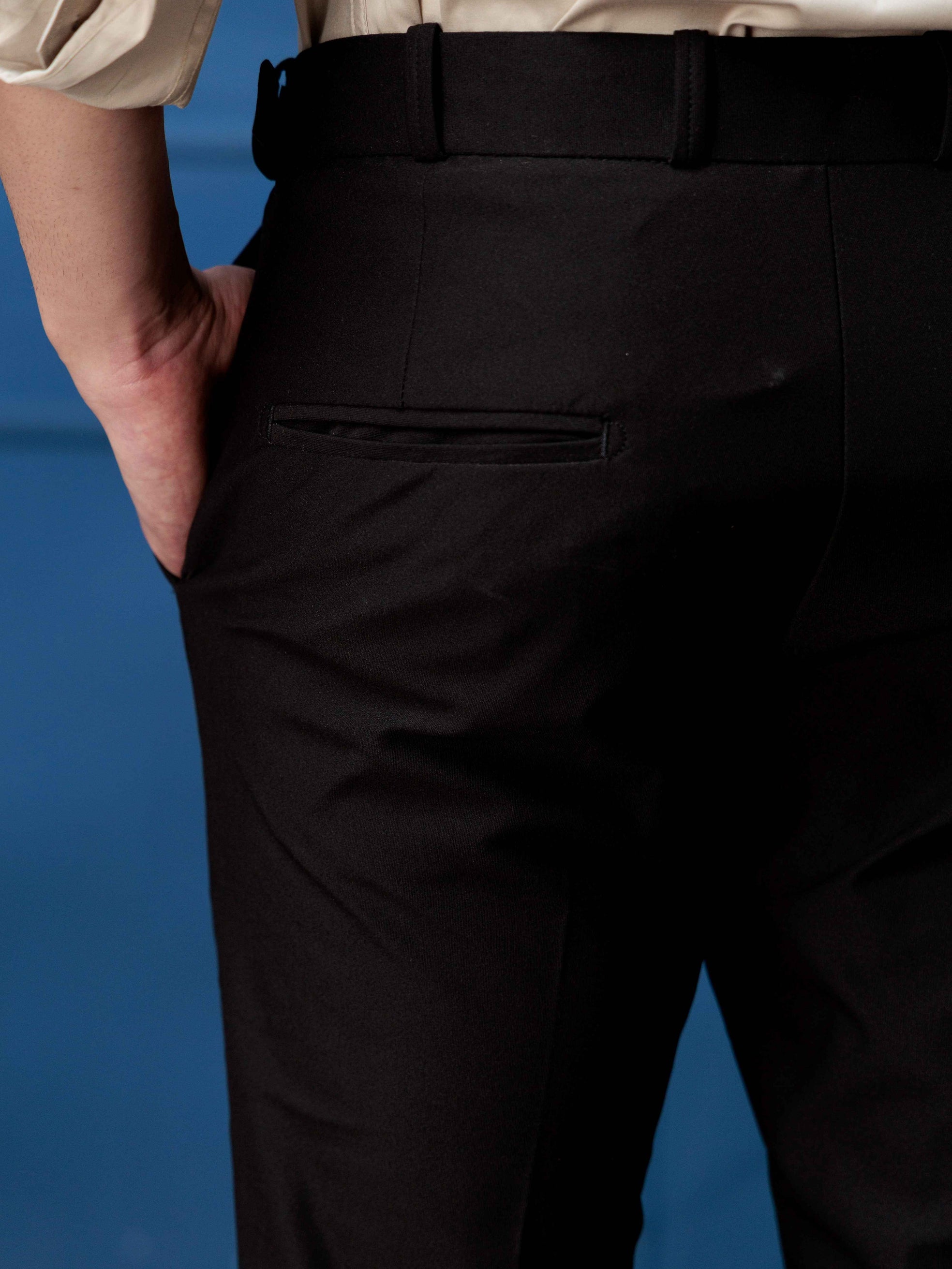 Foomer Designer Gurkha Black Trouser Pant For Men's