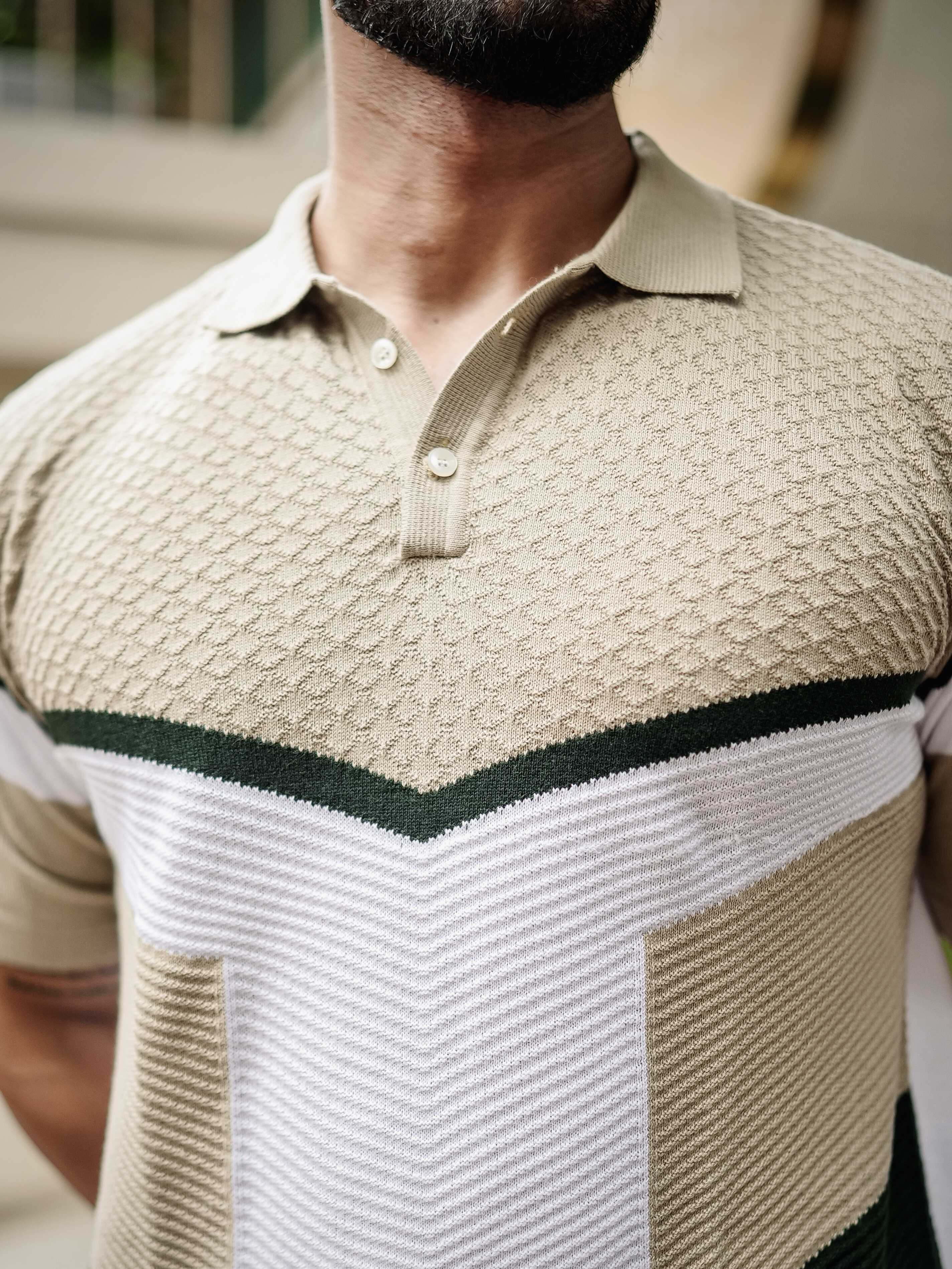 FOOMER CREAM HALF SLEEVE KNITTED TSHIRT FOR MEN'S