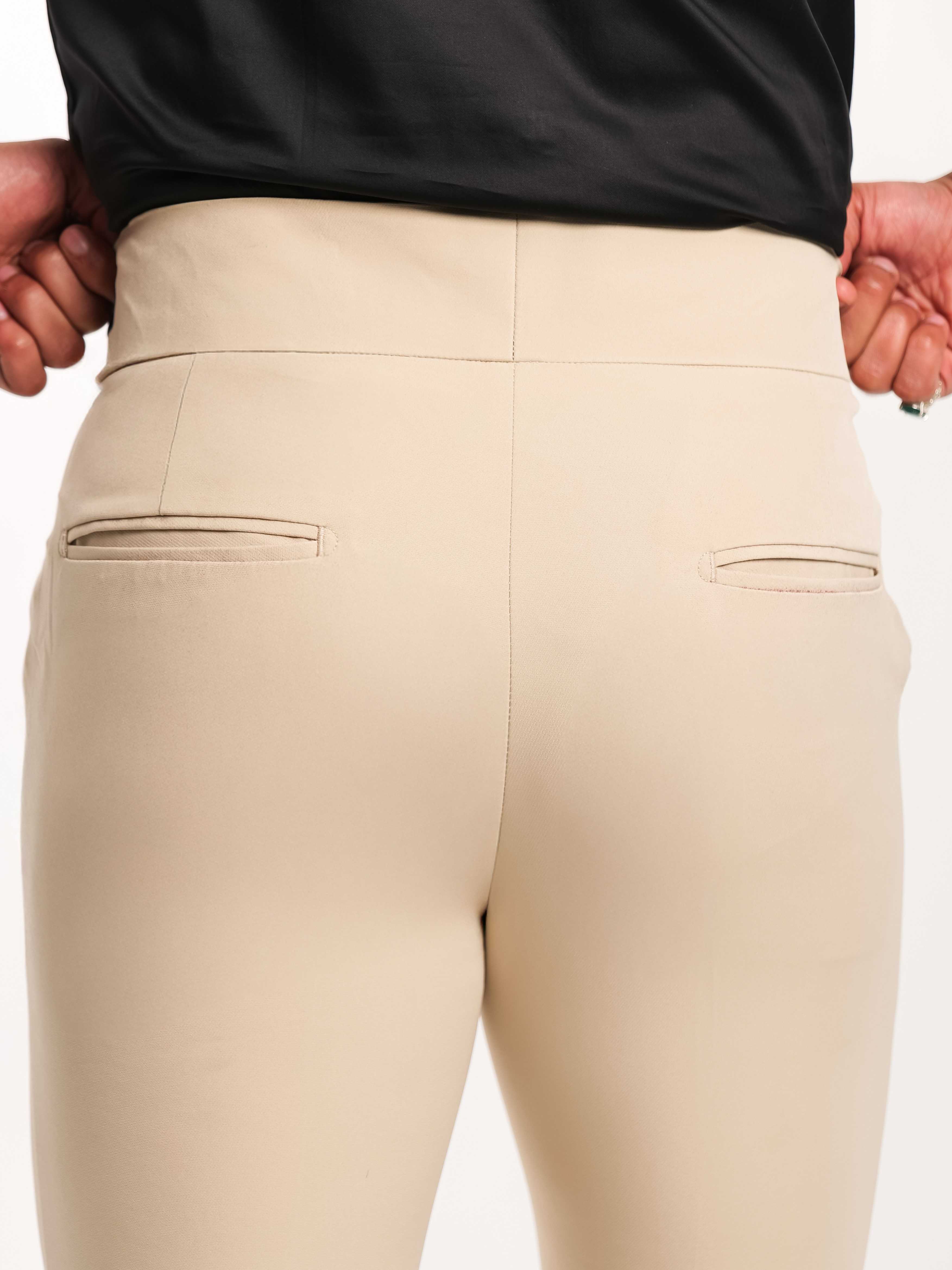 Foomer Designer Cream Gurkha Trouser Pant For Men&#39;s