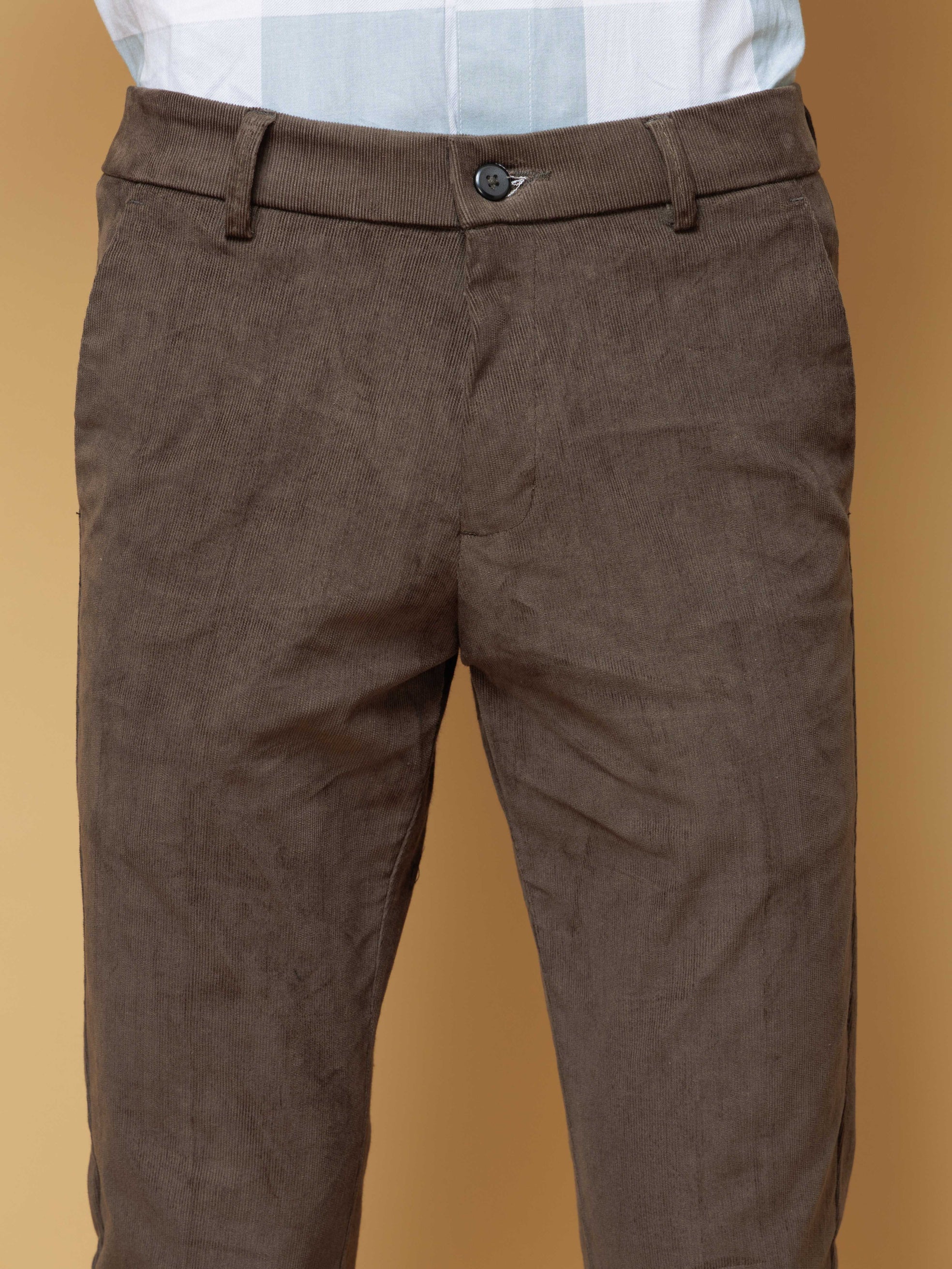 FOOMER OLIVE CORDUROY RELAXED FIT TROUSERS FOR MEN'S