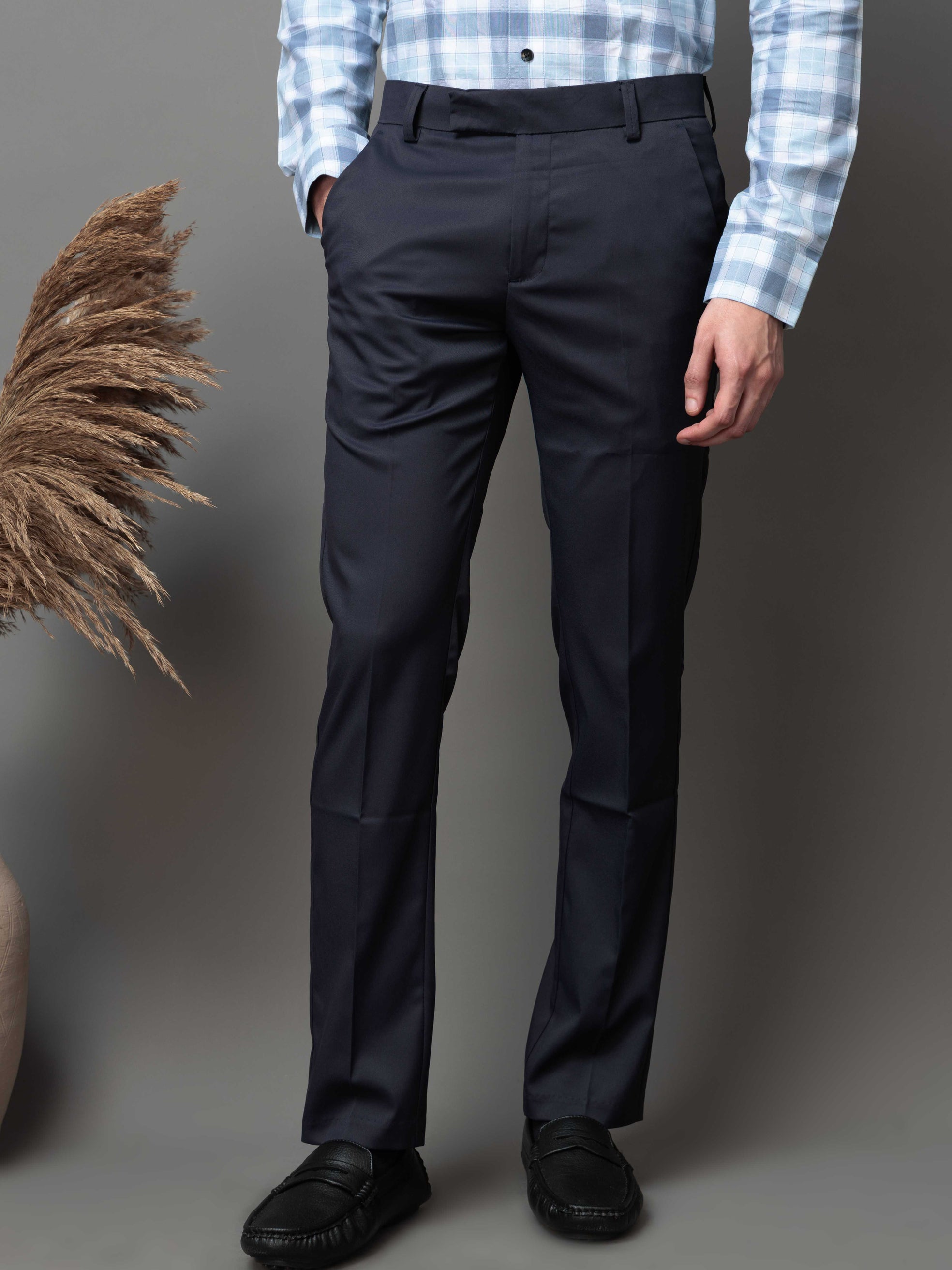 Foomer Formal Navy Pant For Men's