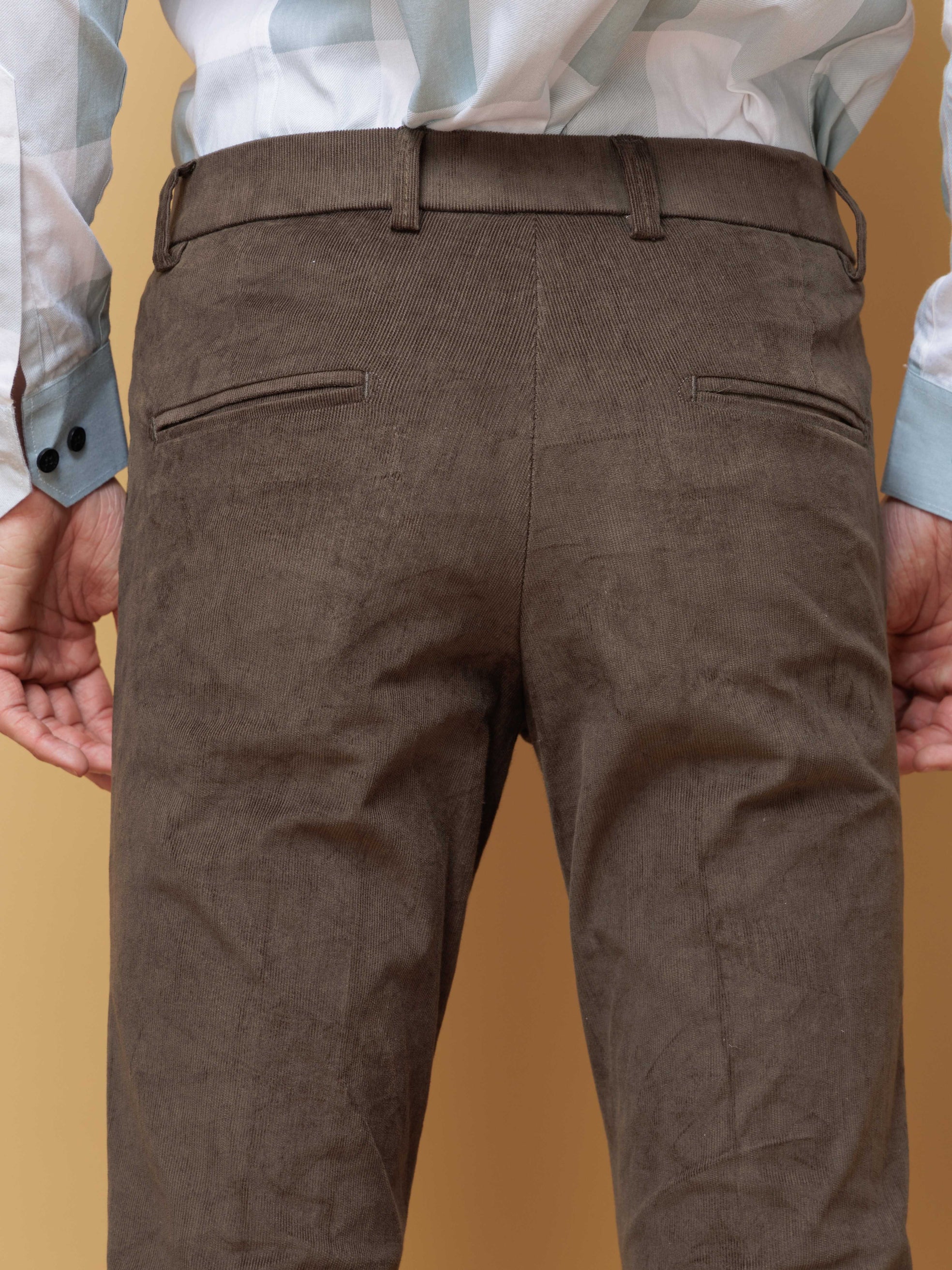 FOOMER OLIVE CORDUROY RELAXED FIT TROUSERS FOR MEN'S