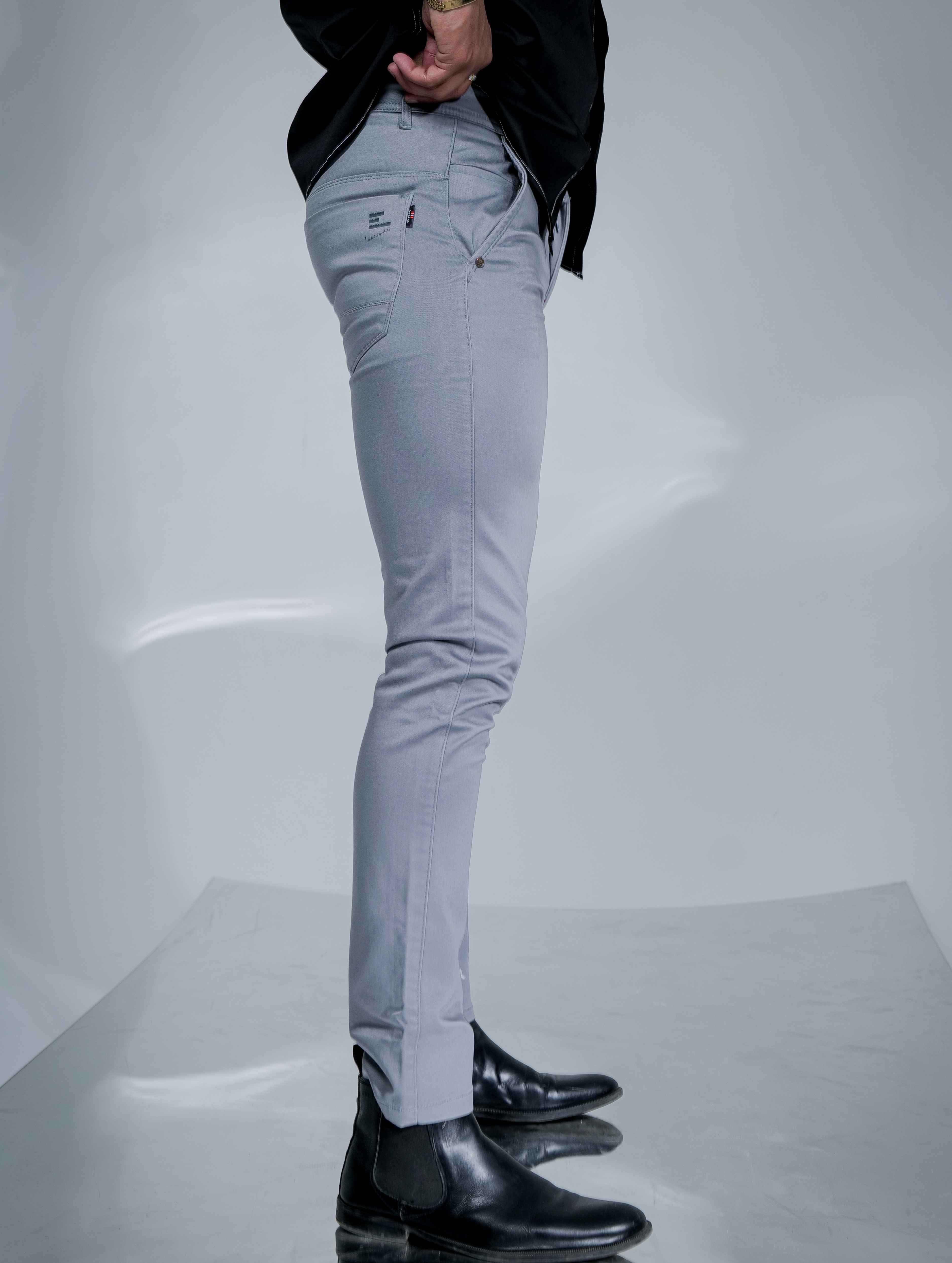 Grayish Stretch Cotton Chinos