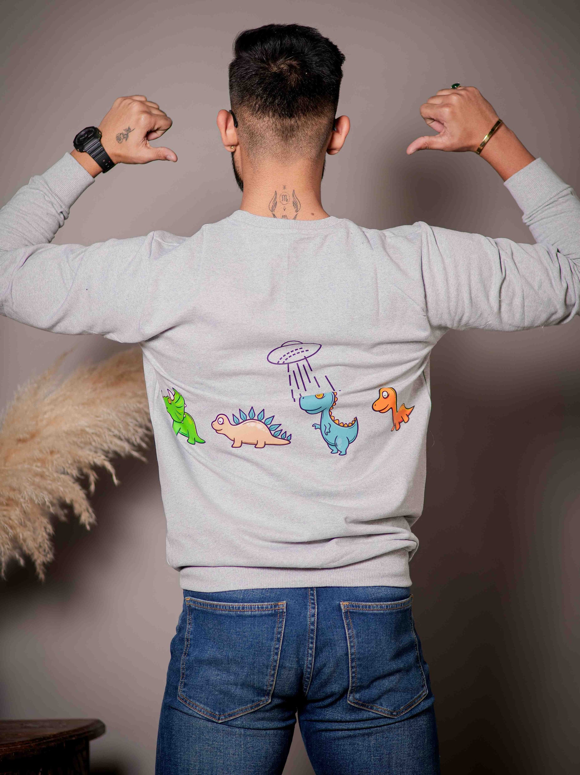 Grey Cotton Full Sleeve T Shirt