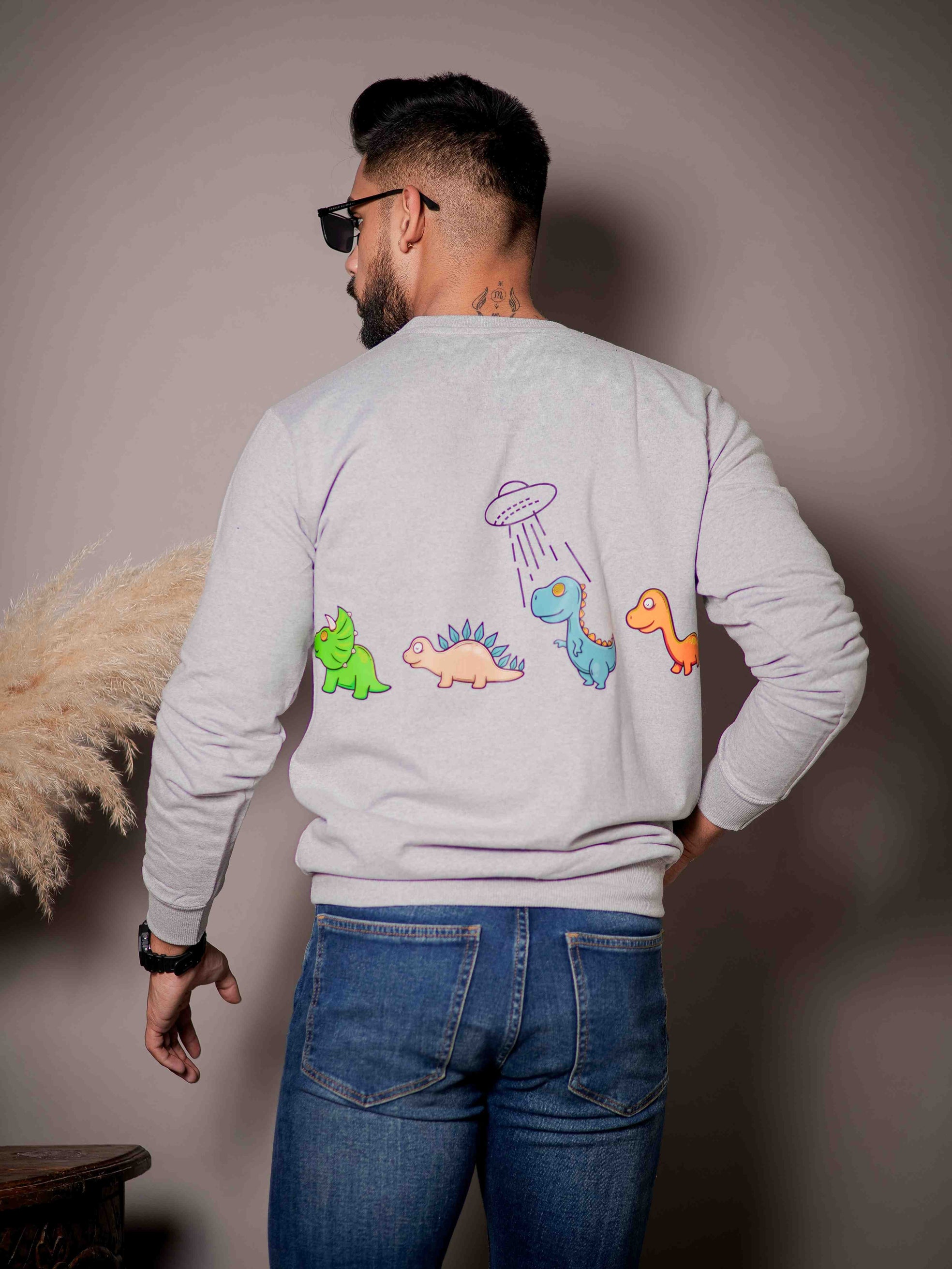 Grey Cotton Full Sleeve T Shirt