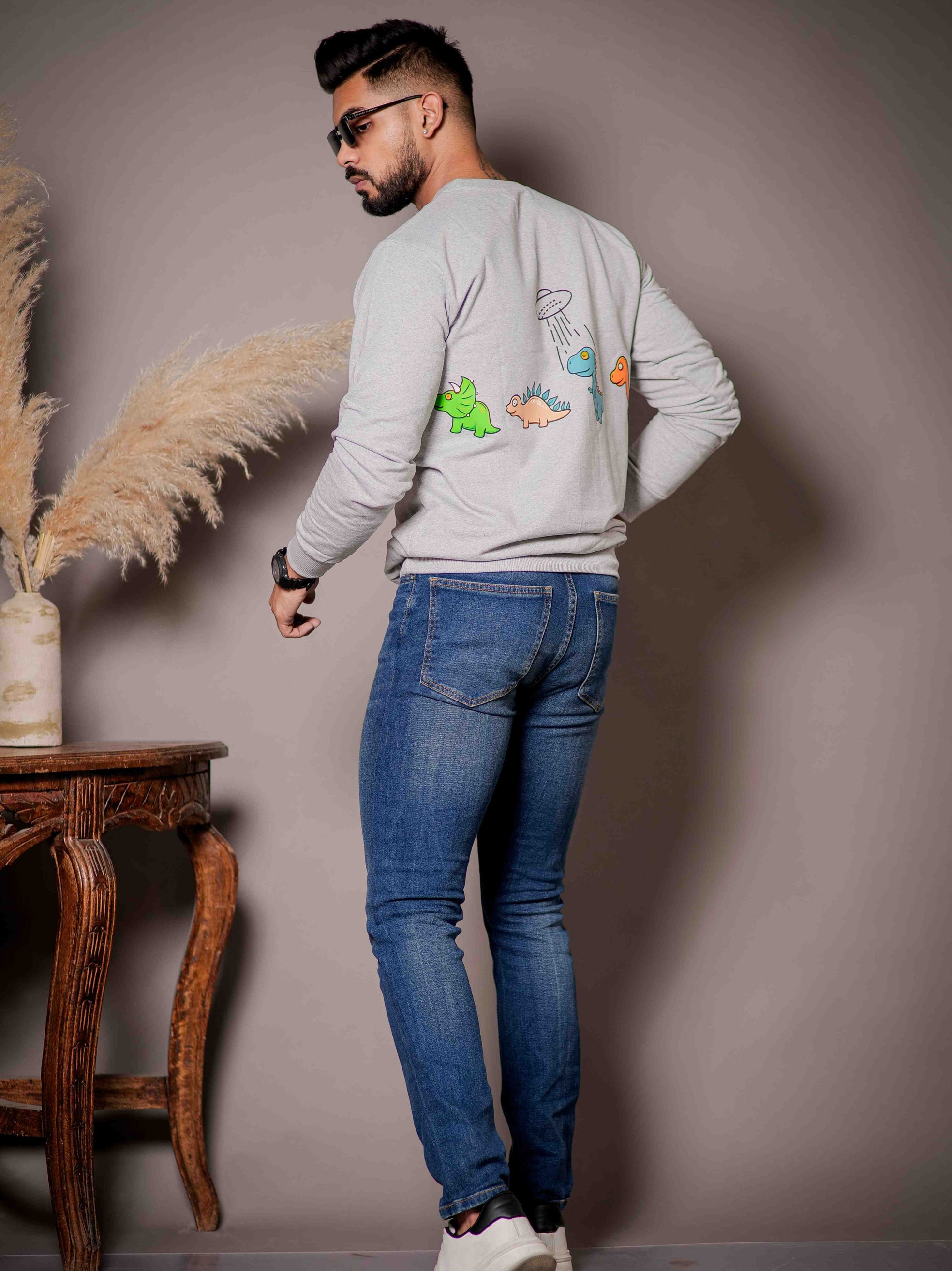 Grey Cotton Full Sleeve T Shirt