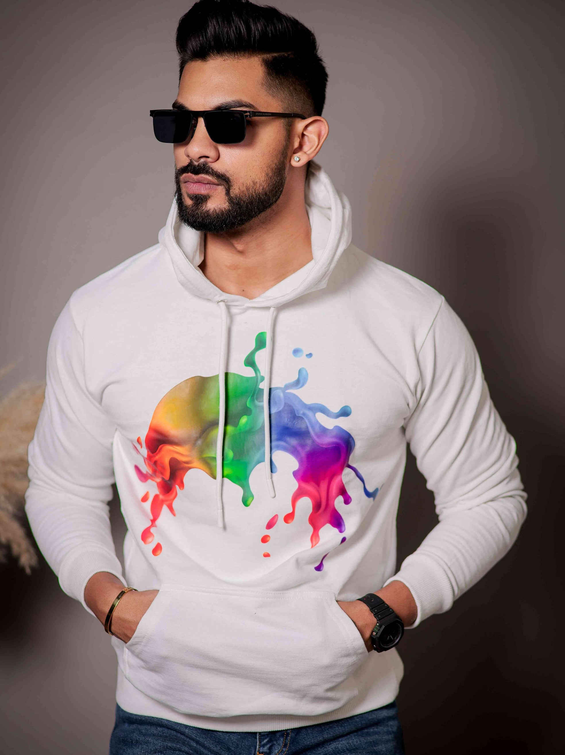 White Cotton Full Sleeve Hoodie