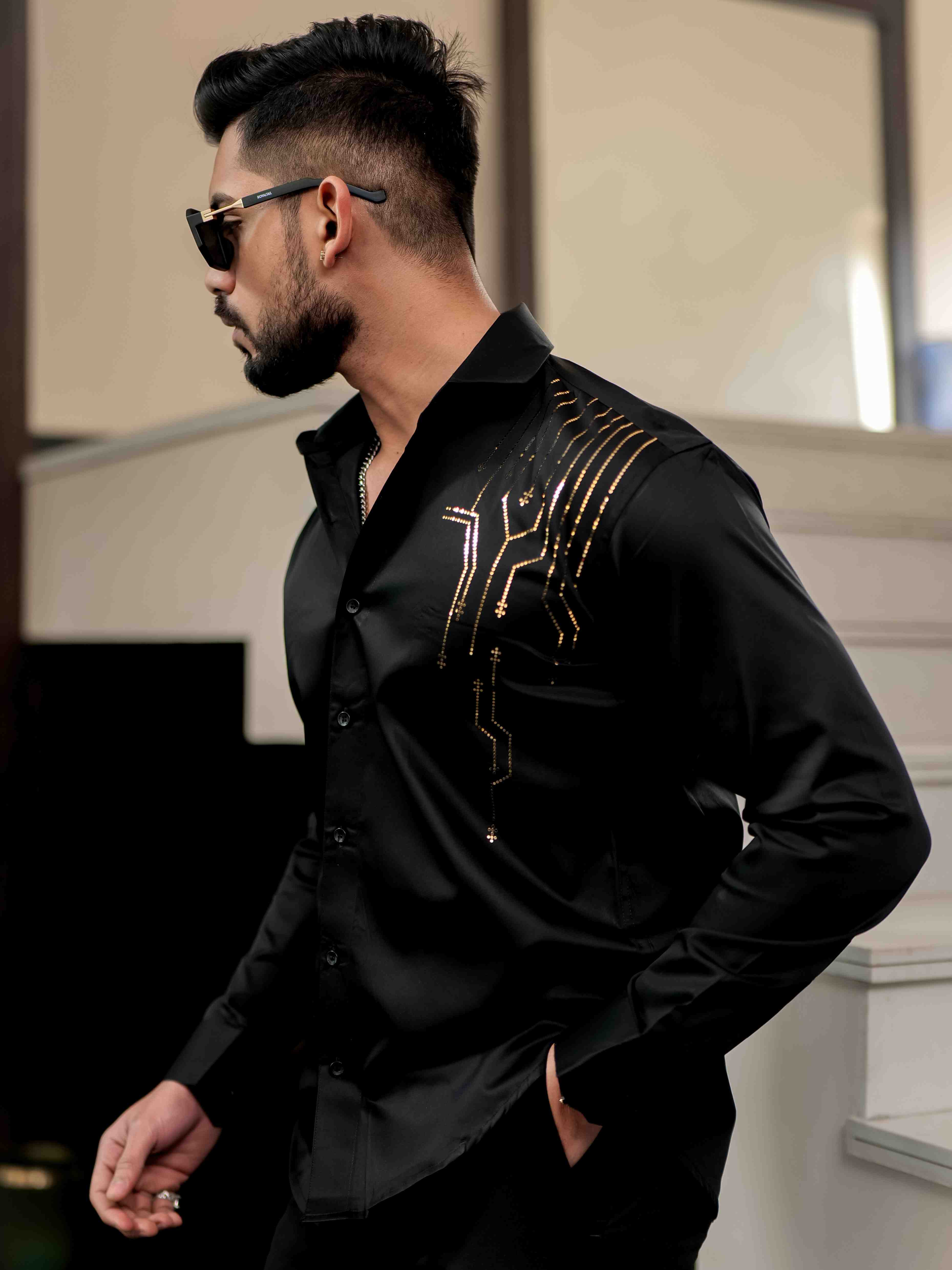 Black shirt for store men party wear