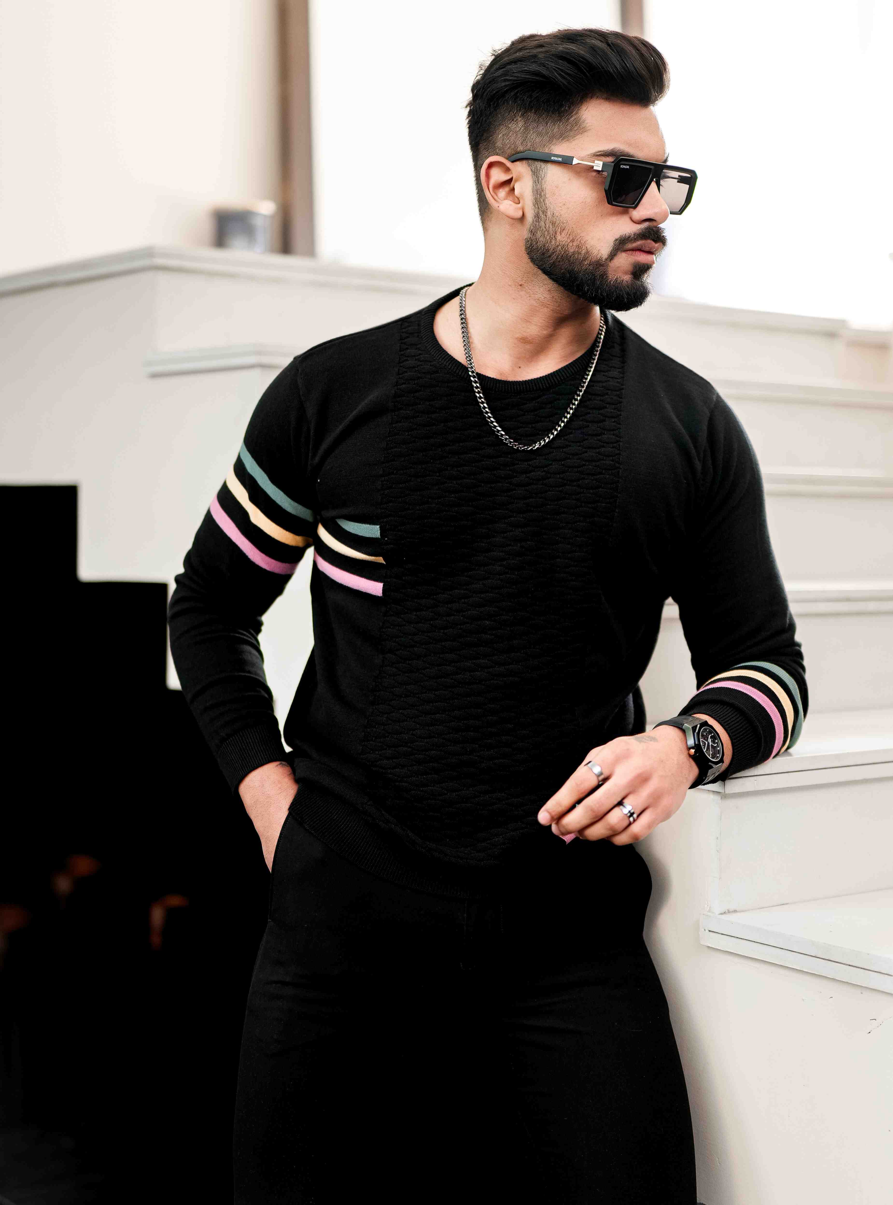 Black Cotton Full Sleeve Premium T Shirt The Foomer