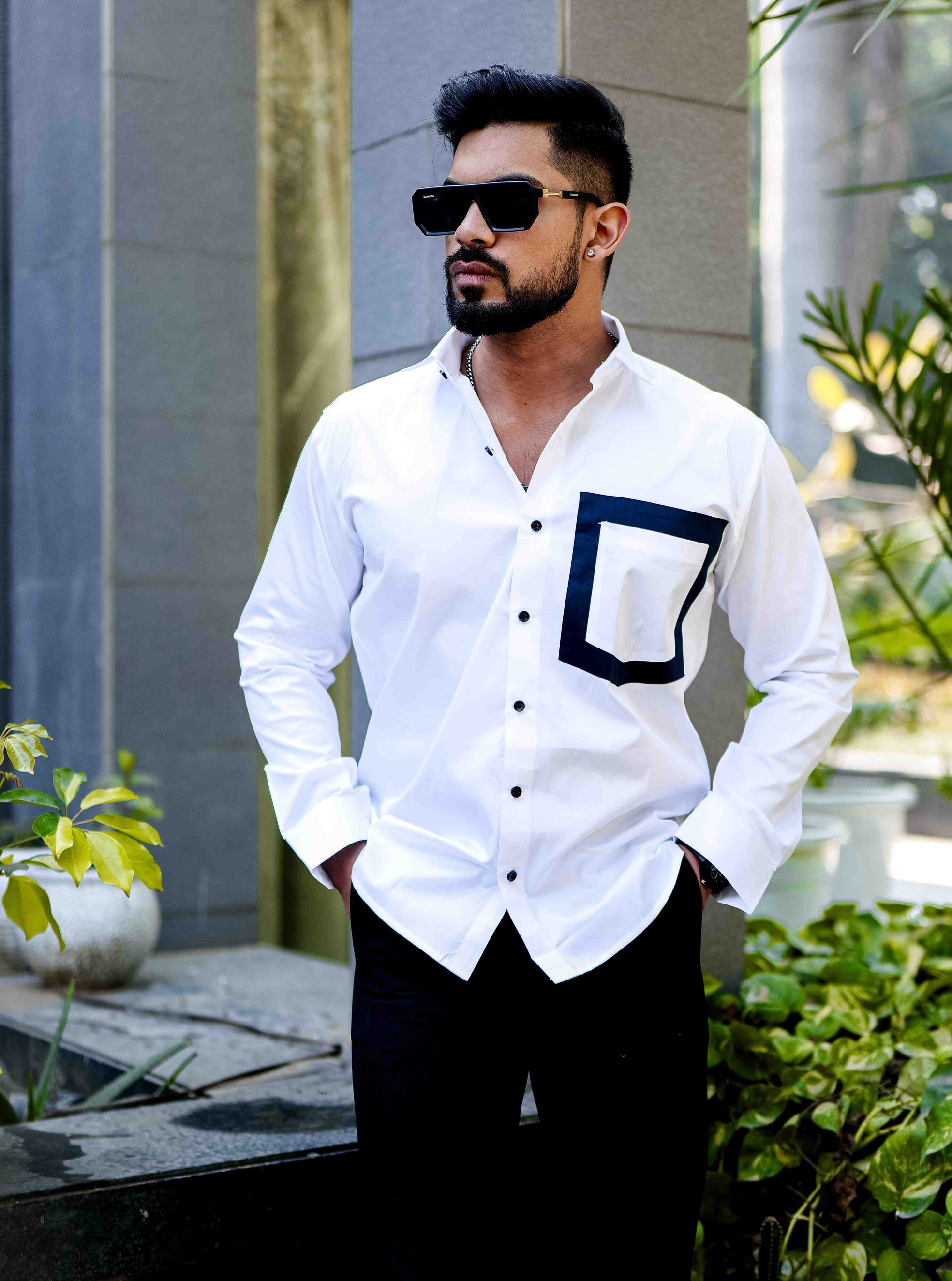 White Satin Cotton Designer Shirt