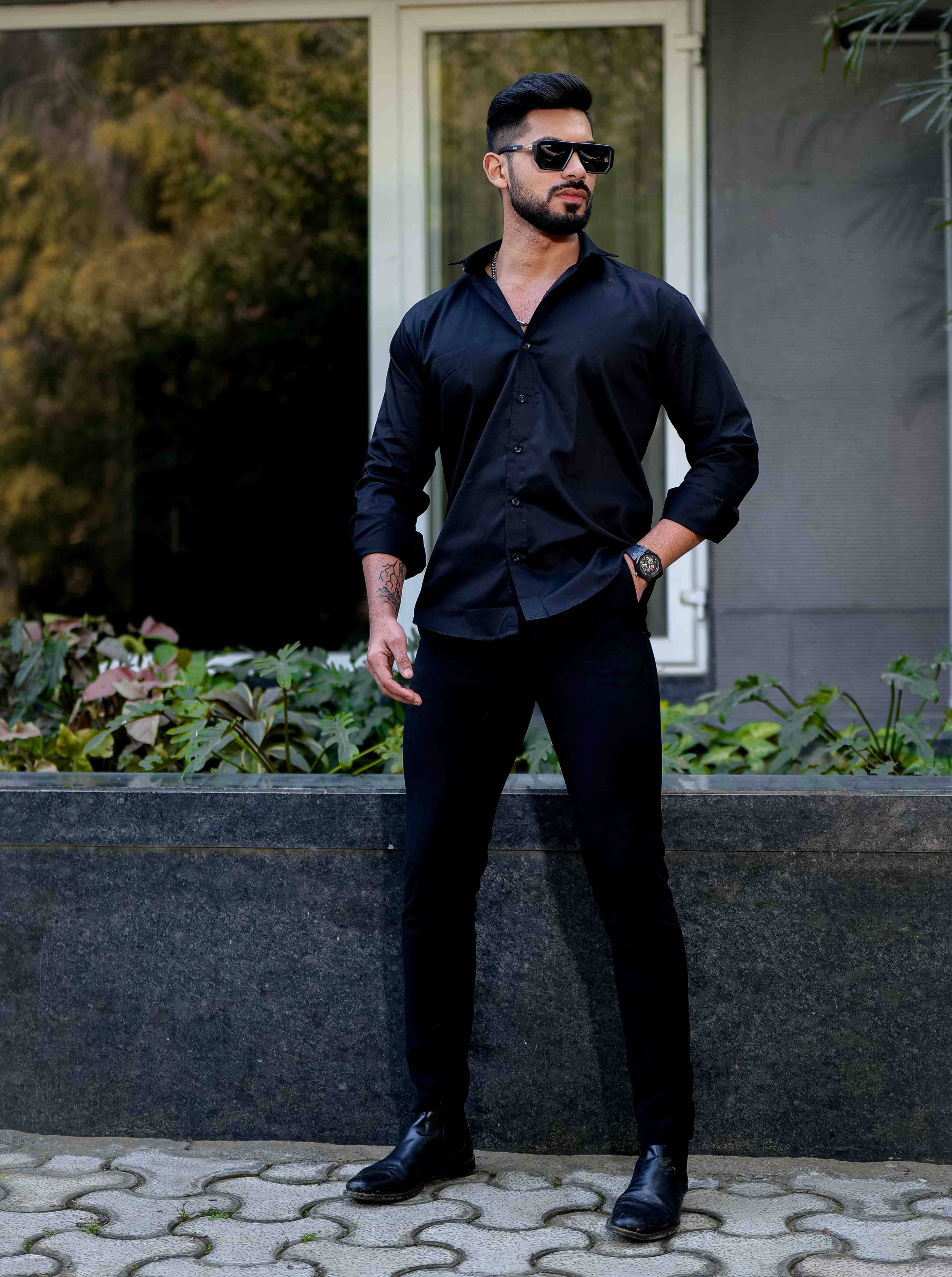 Party wear shirt black best sale