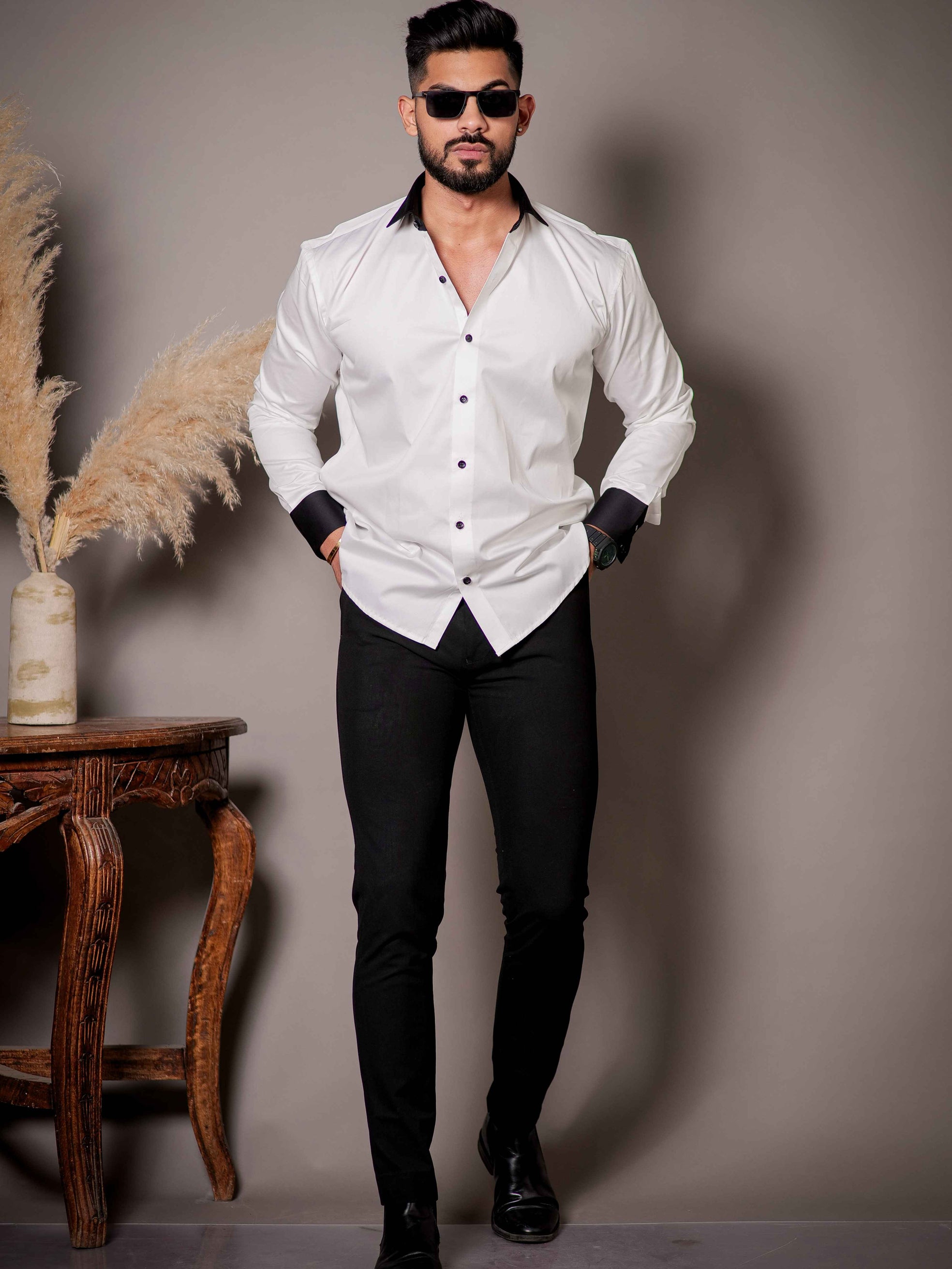 White Satin Cotton Premium Shirt