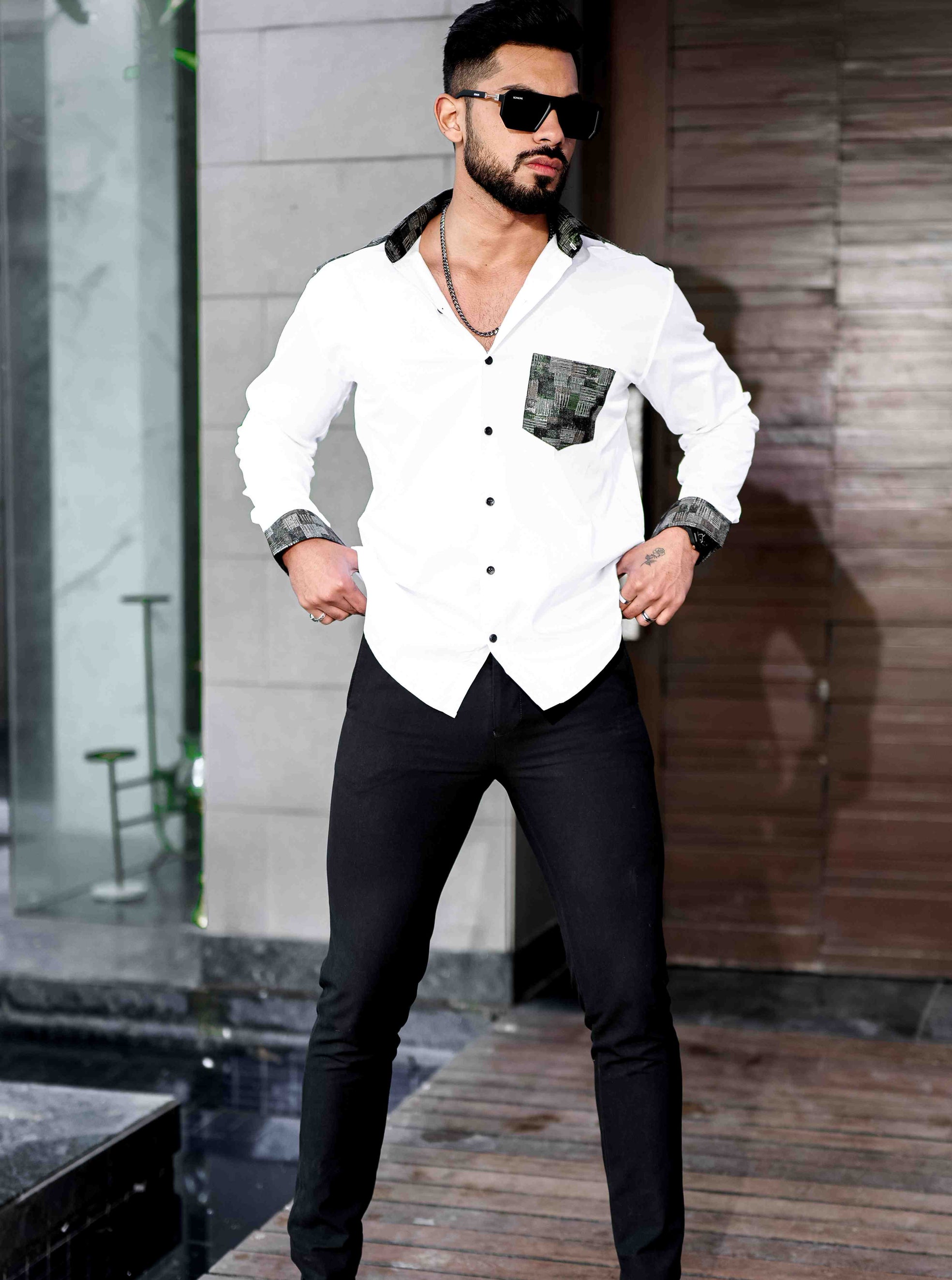 White Satin Cotton Designer Shirt