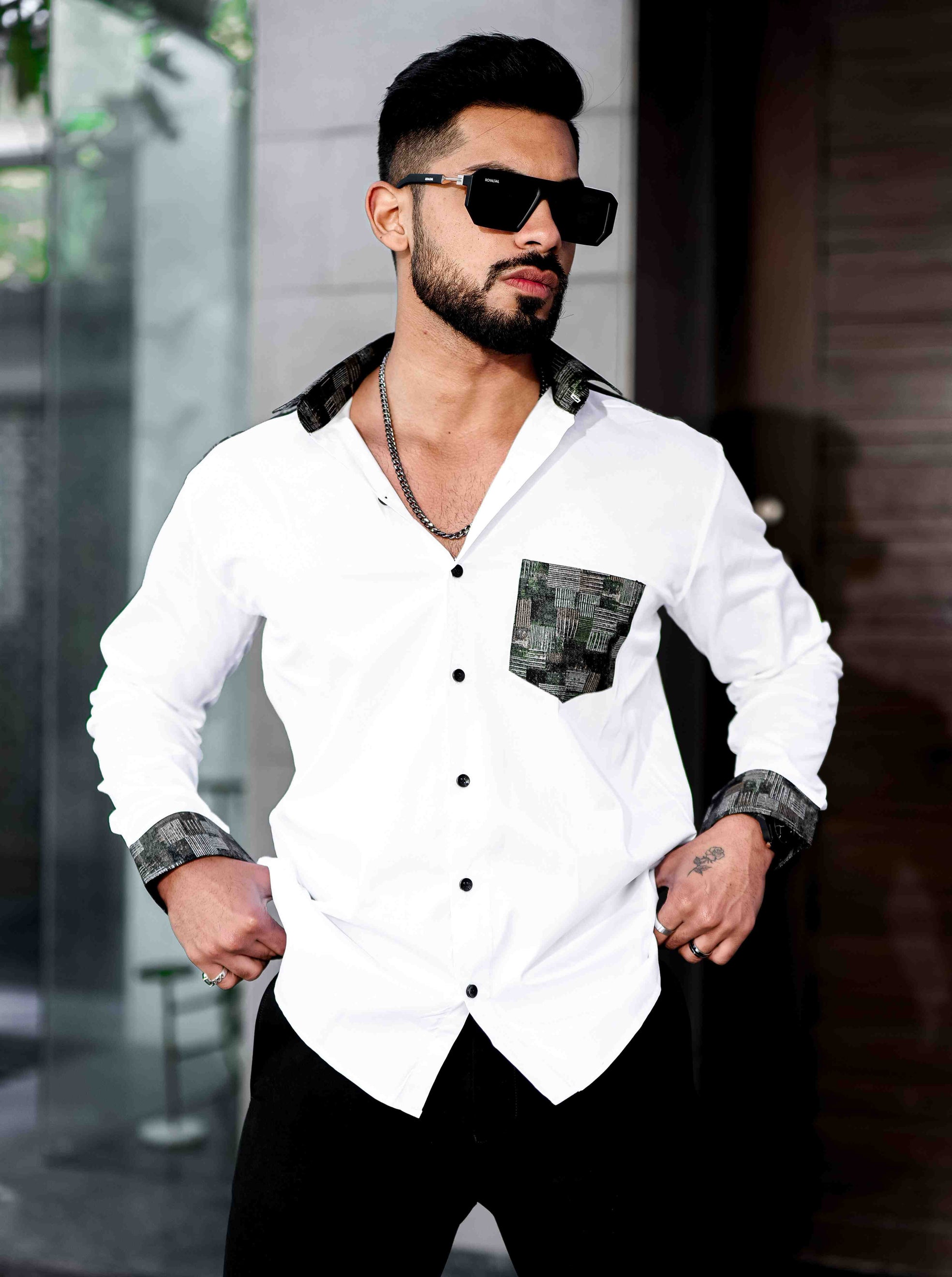 White Satin Cotton Designer Shirt