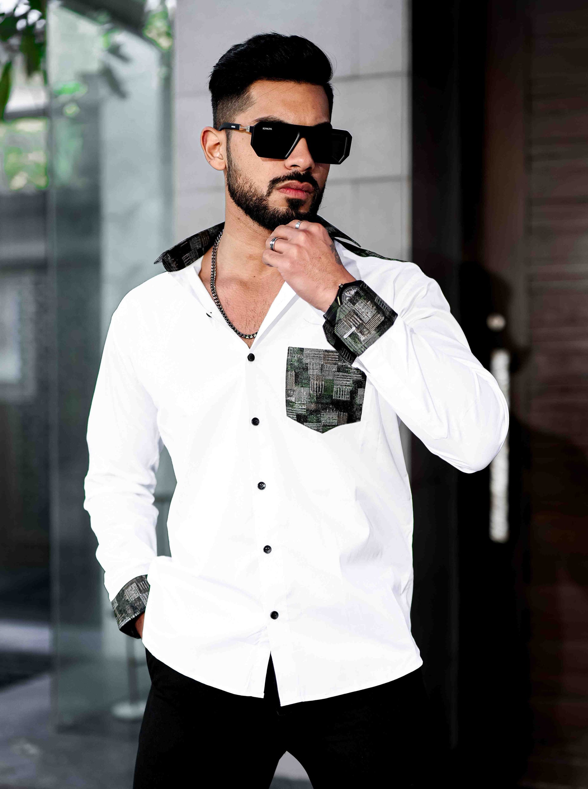 White Satin Cotton Designer Shirt