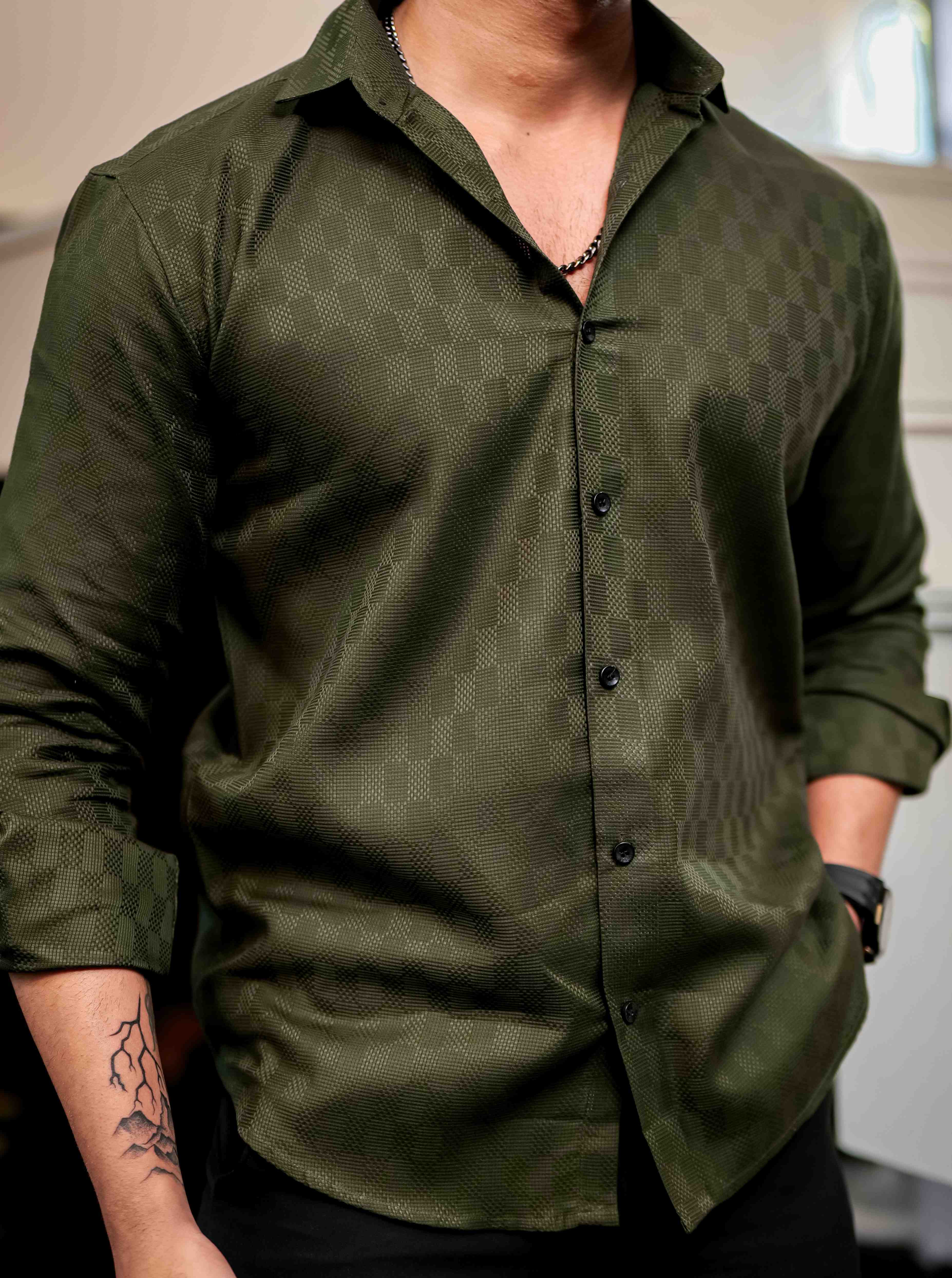 Green Texture Premium Cotton Shirt