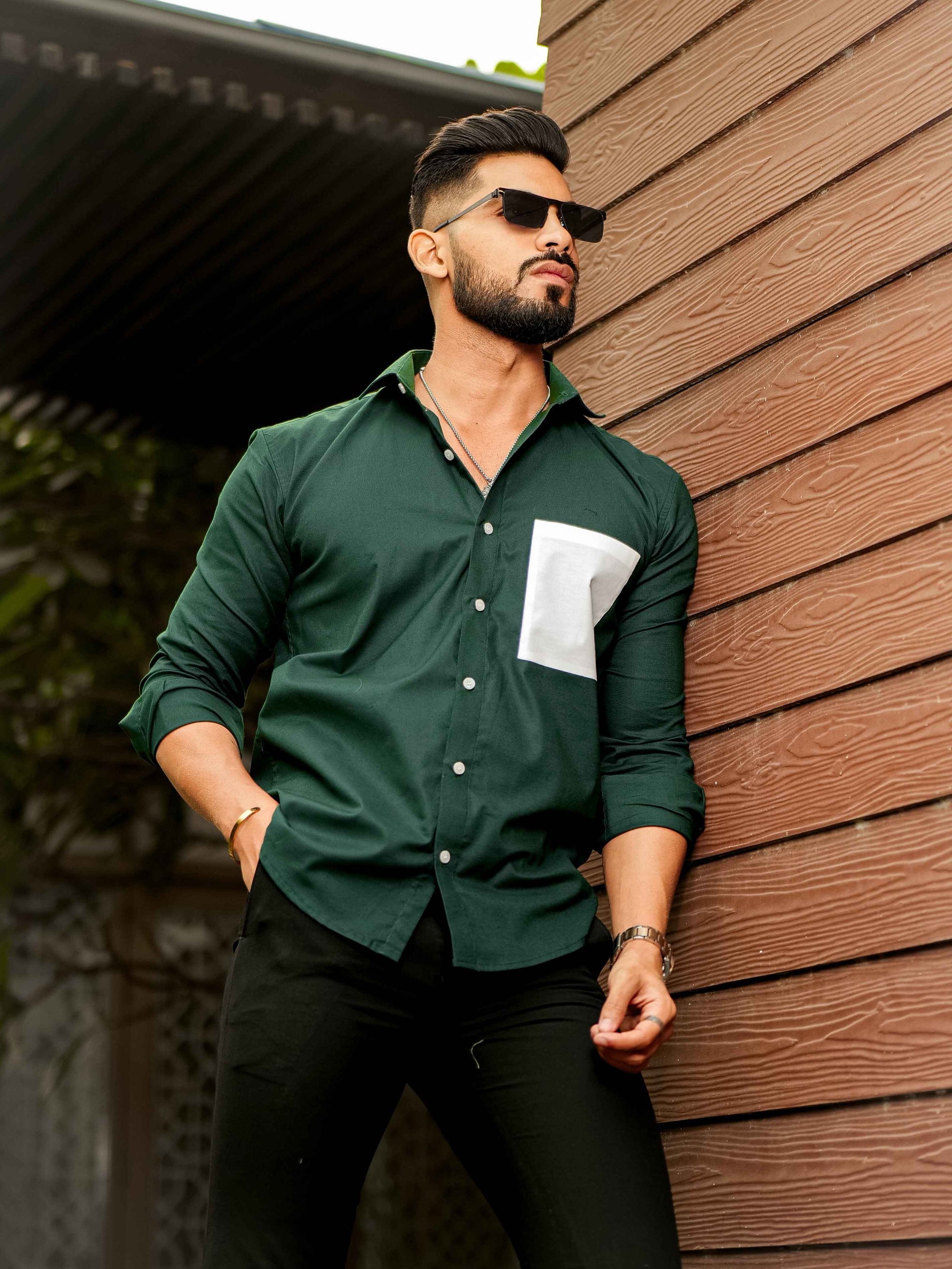 Green Oxford Cotton Designer Shirt