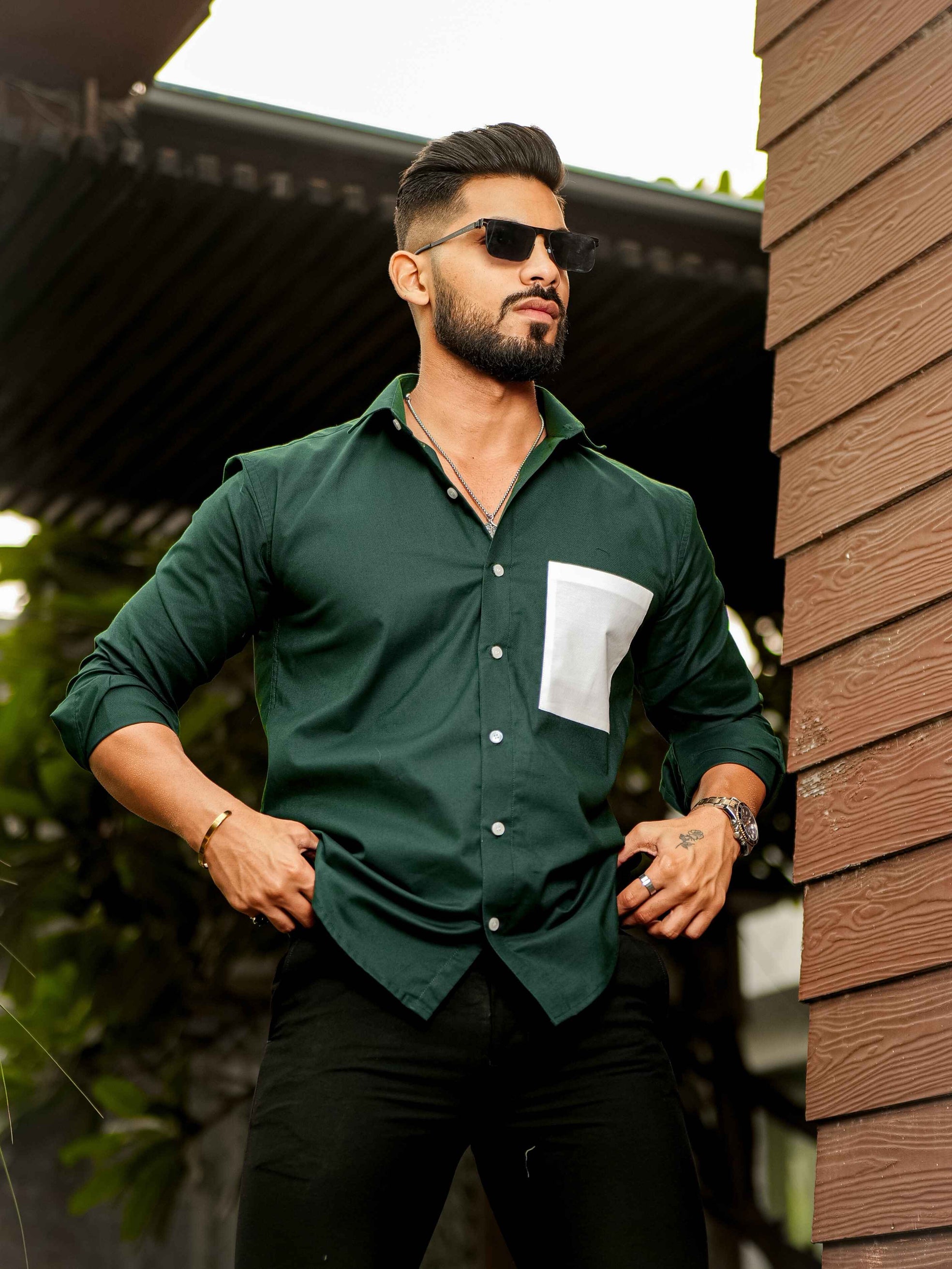 Green Oxford Cotton Designer Shirt