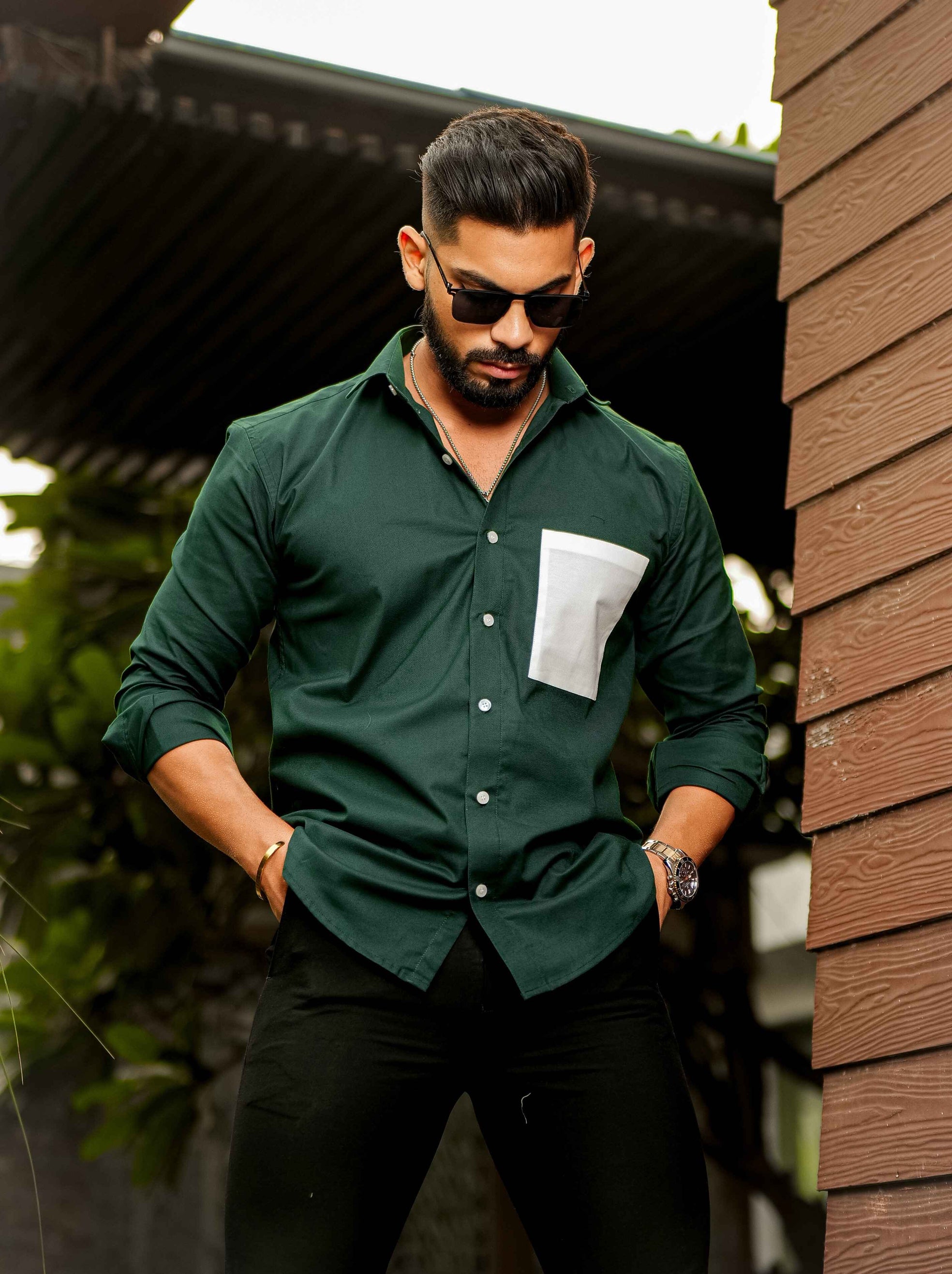 Green Oxford Cotton Designer Shirt