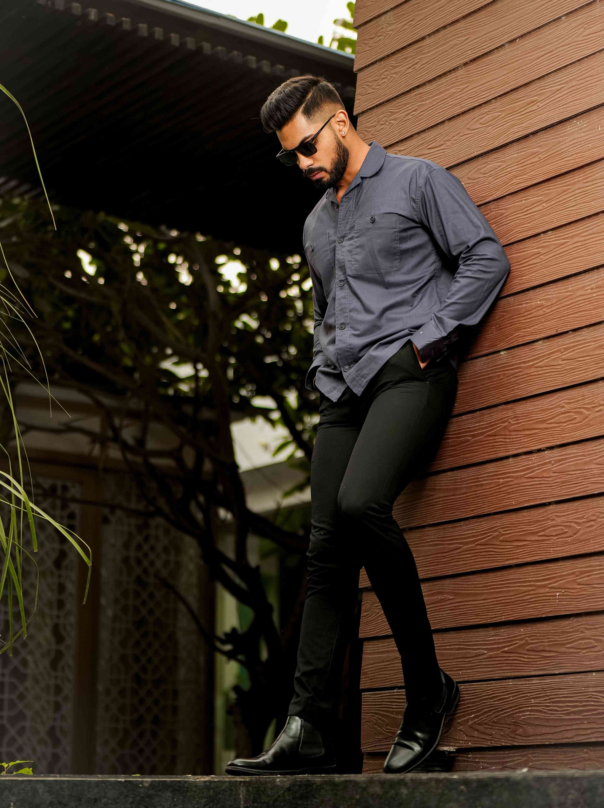 Dark Grey Oxford Cotton Over Shirt