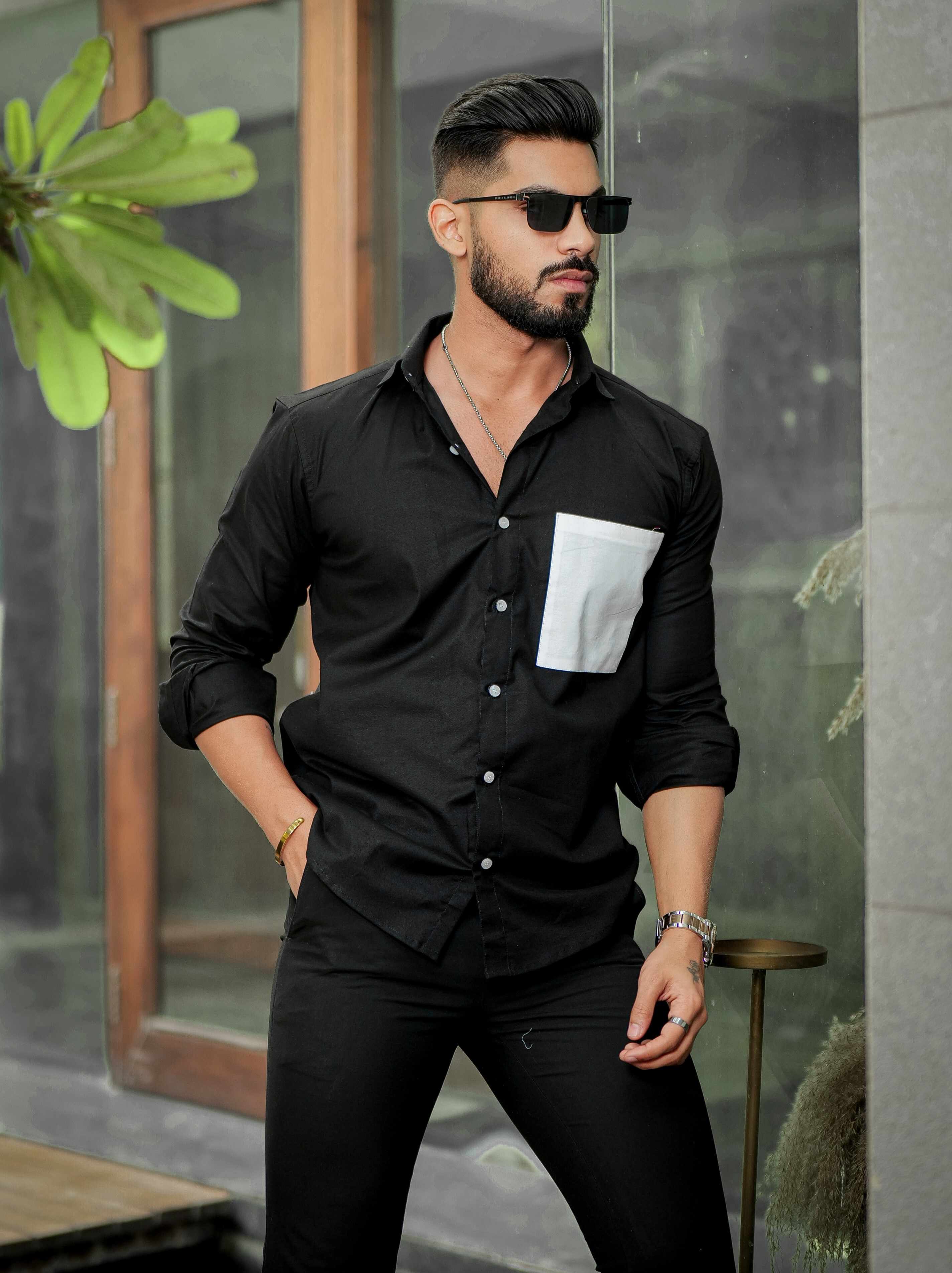 Black Oxford Cotton Designer Shirt