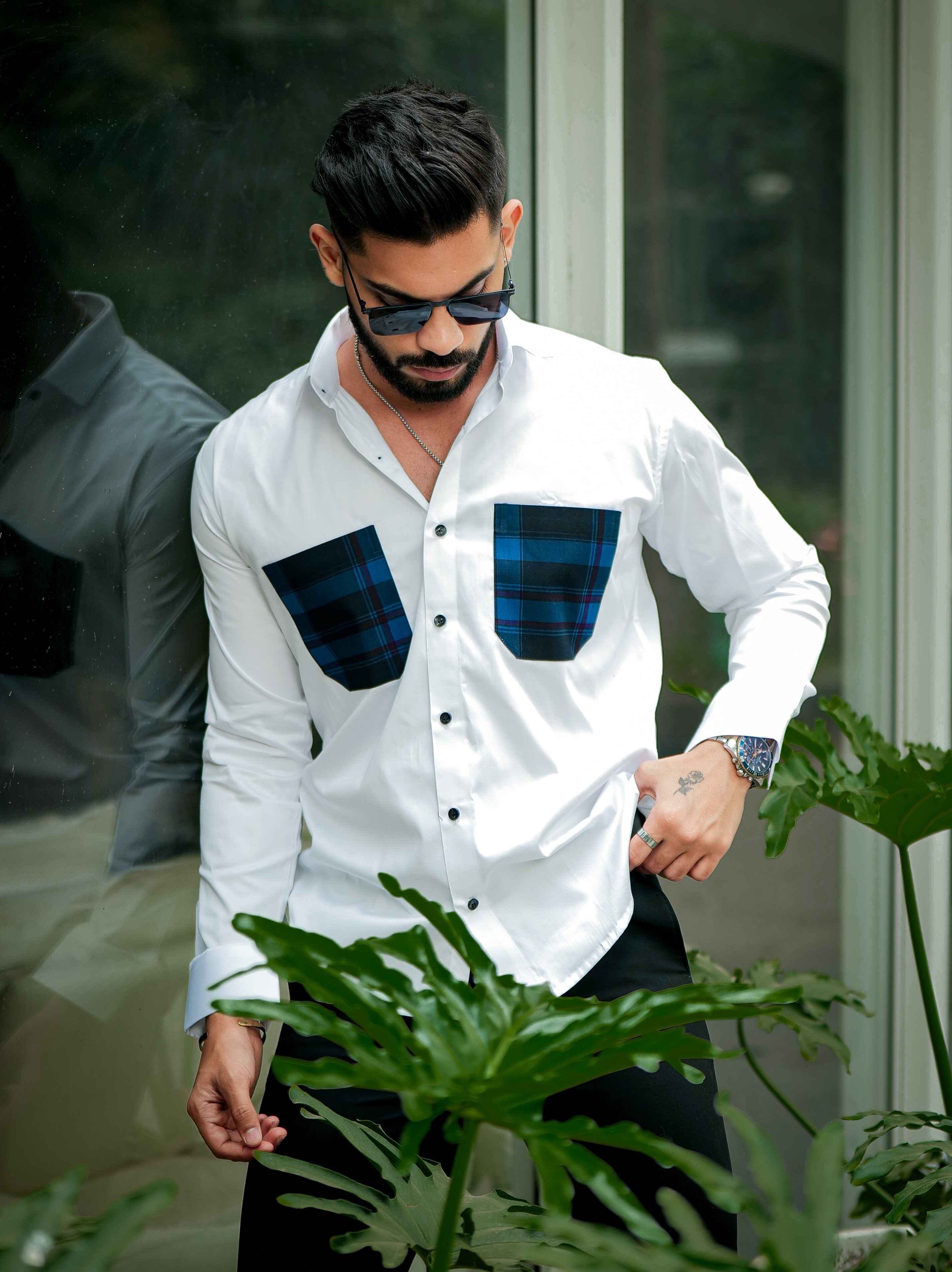 White Satin Cotton Designer Shirt