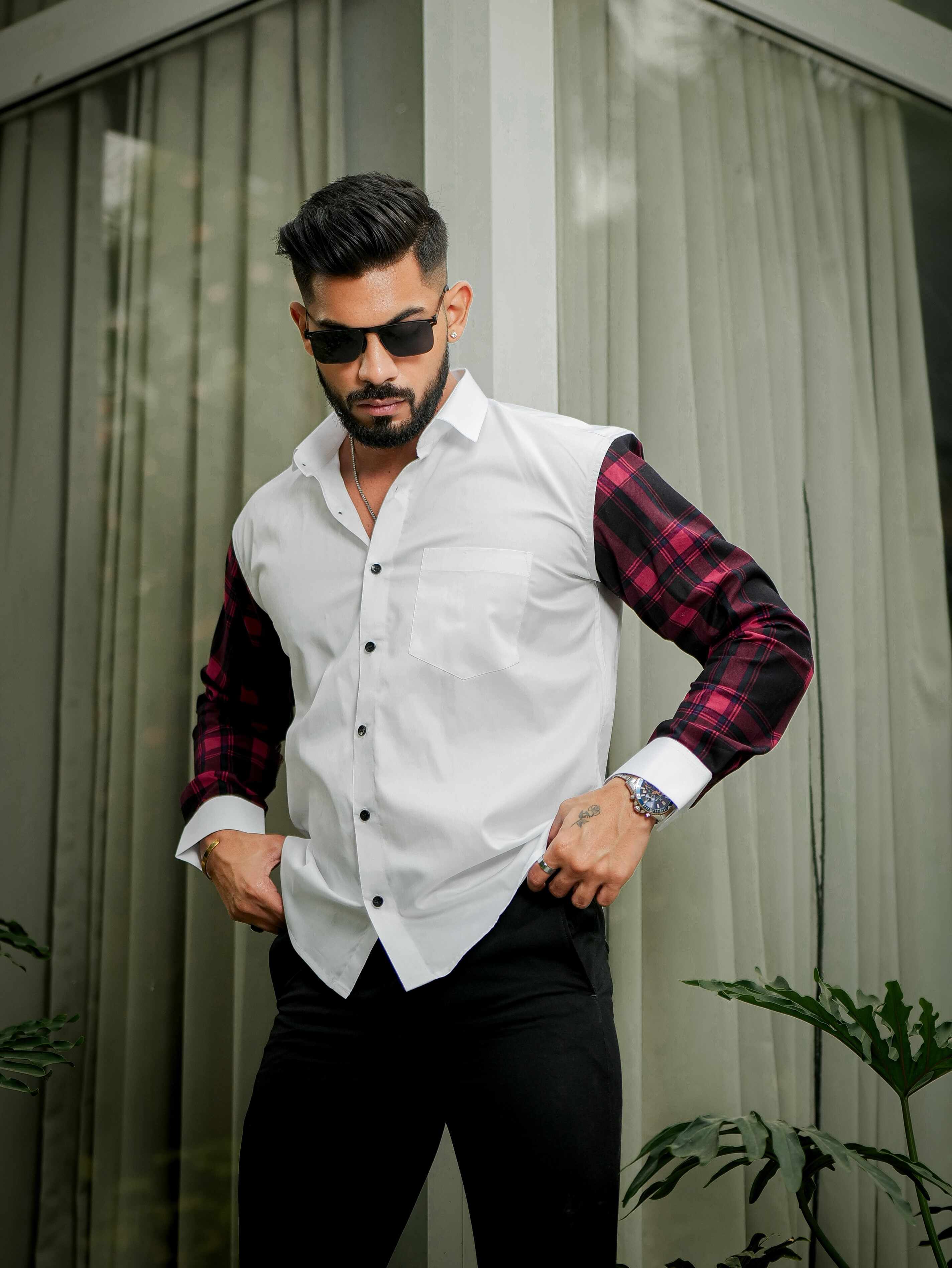 White Satin Cotton Designer Shirt