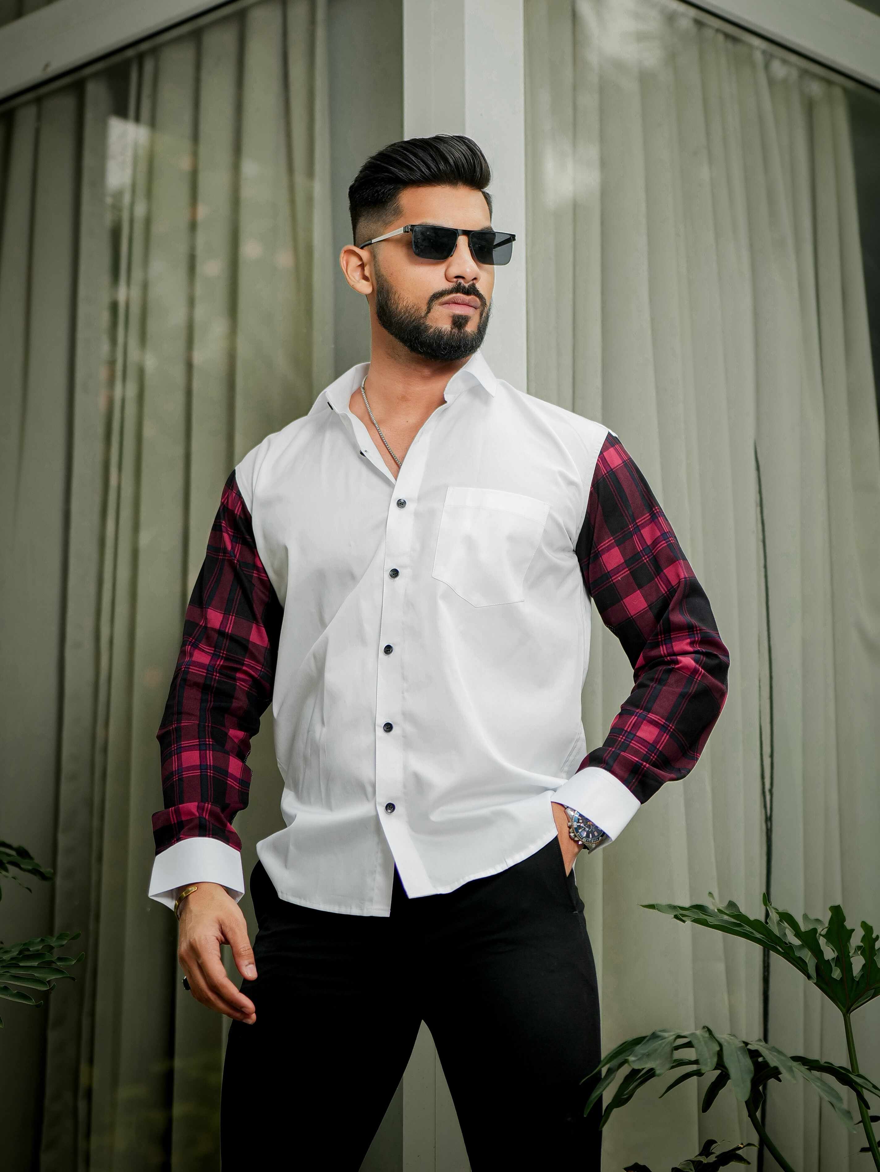 White Satin Cotton Designer Shirt