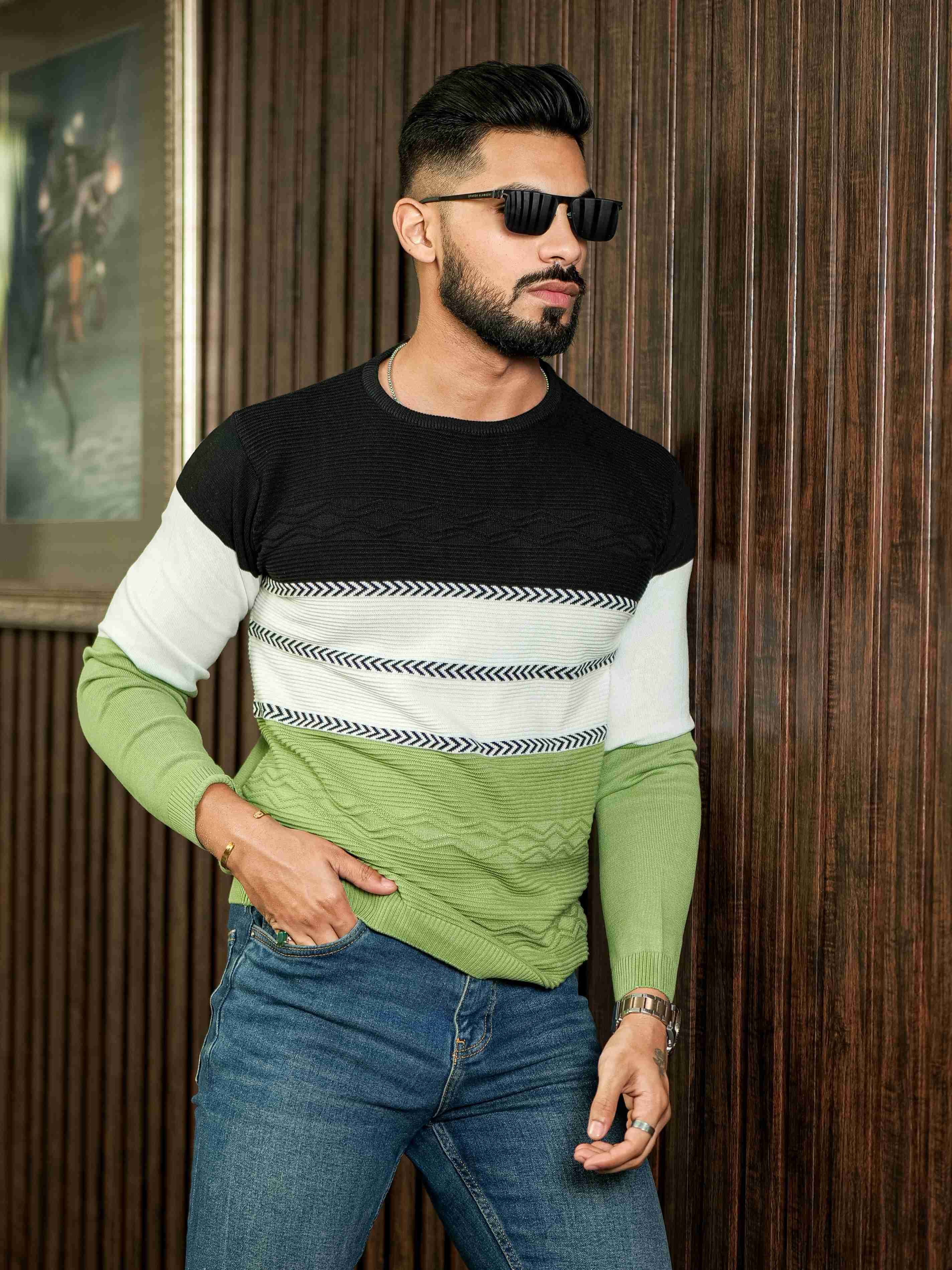 Multi Party Wear Cotton Full Sleeve  T Shirt