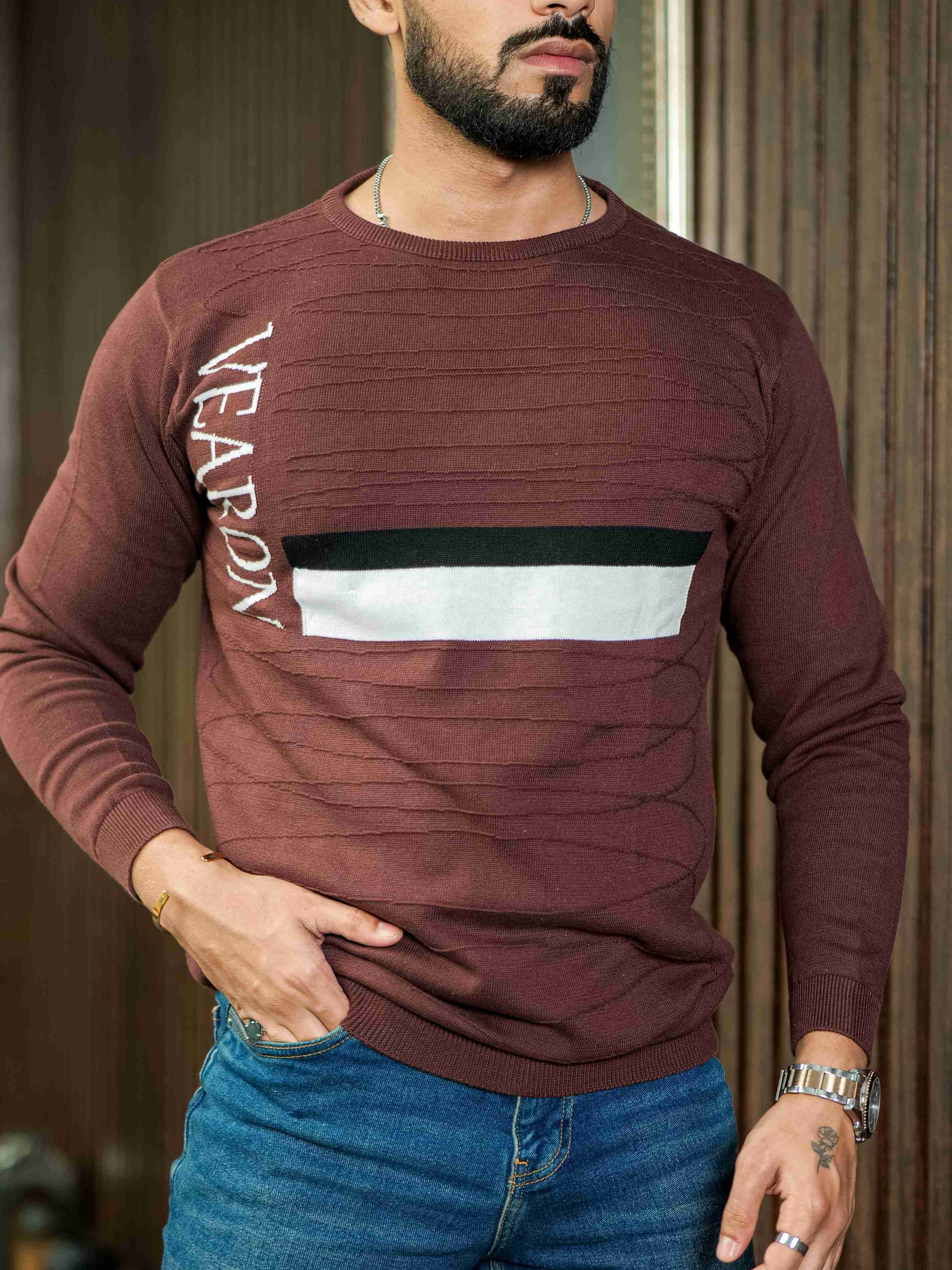 Brown Cotton Full Sleeve Premium T Shirt