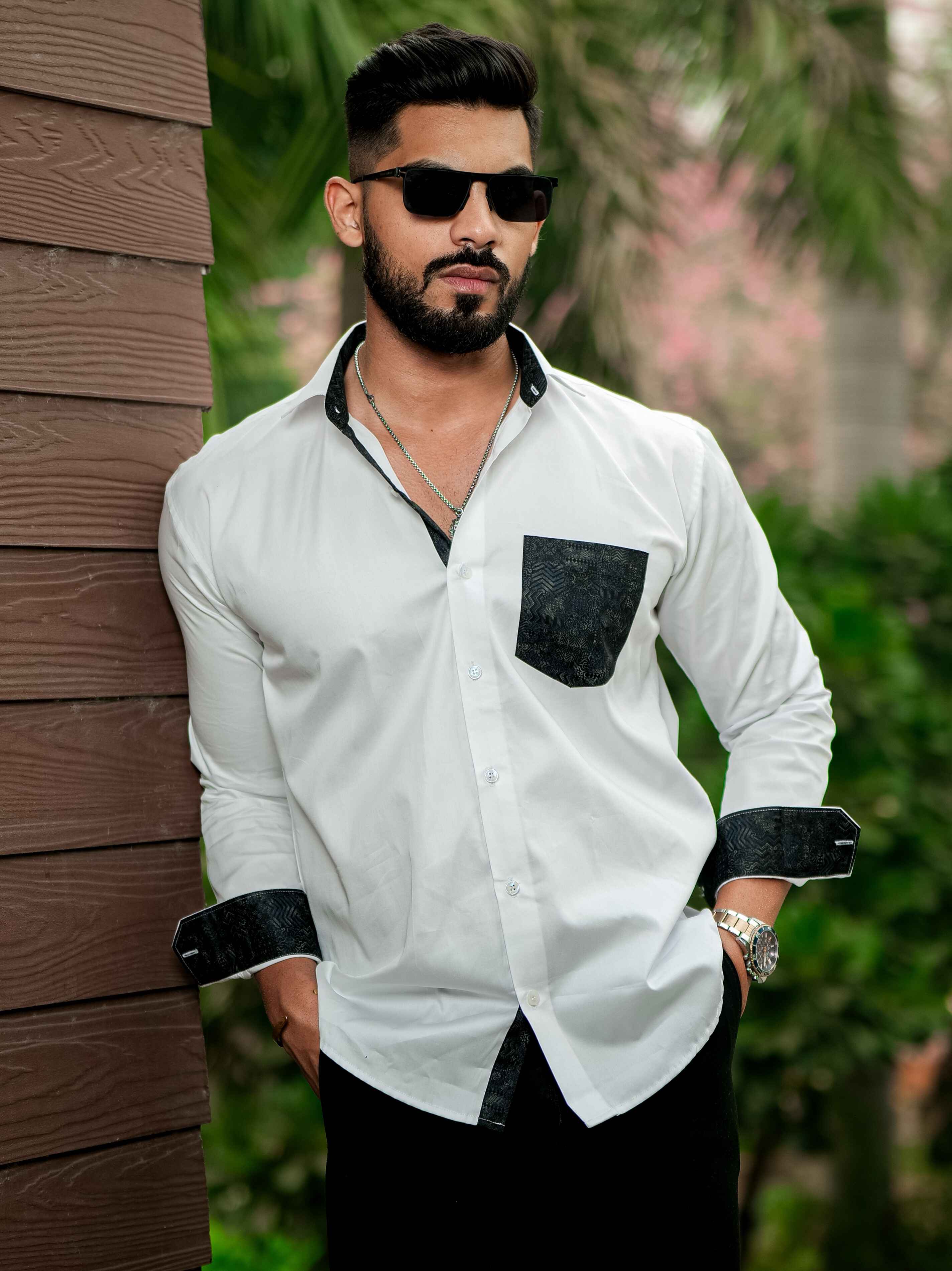 White Satin Cotton Designer Shirt