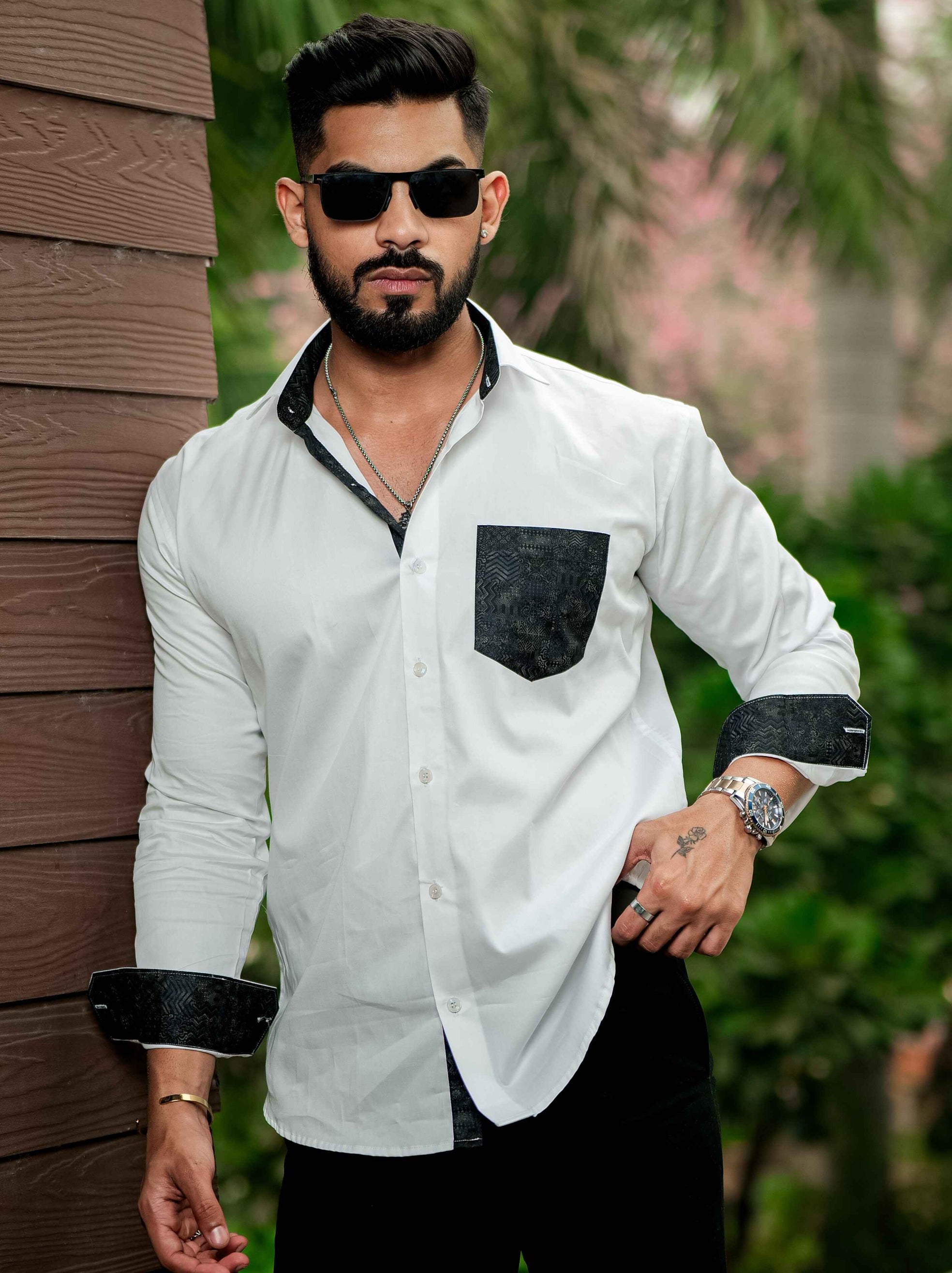 White Satin Cotton Designer Shirt